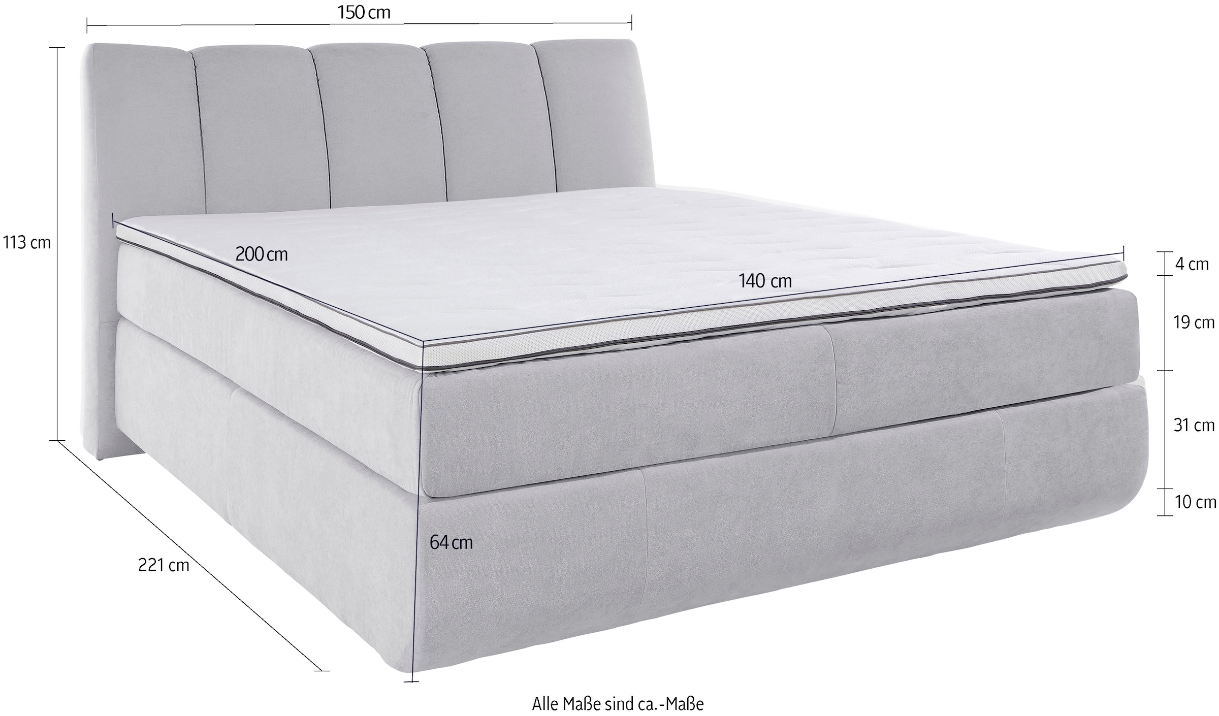 Home affaire Boxspringbett »Océane« Bodenfrei- wirkt freischwebend, verschiedene Härtegrade (auch H4)