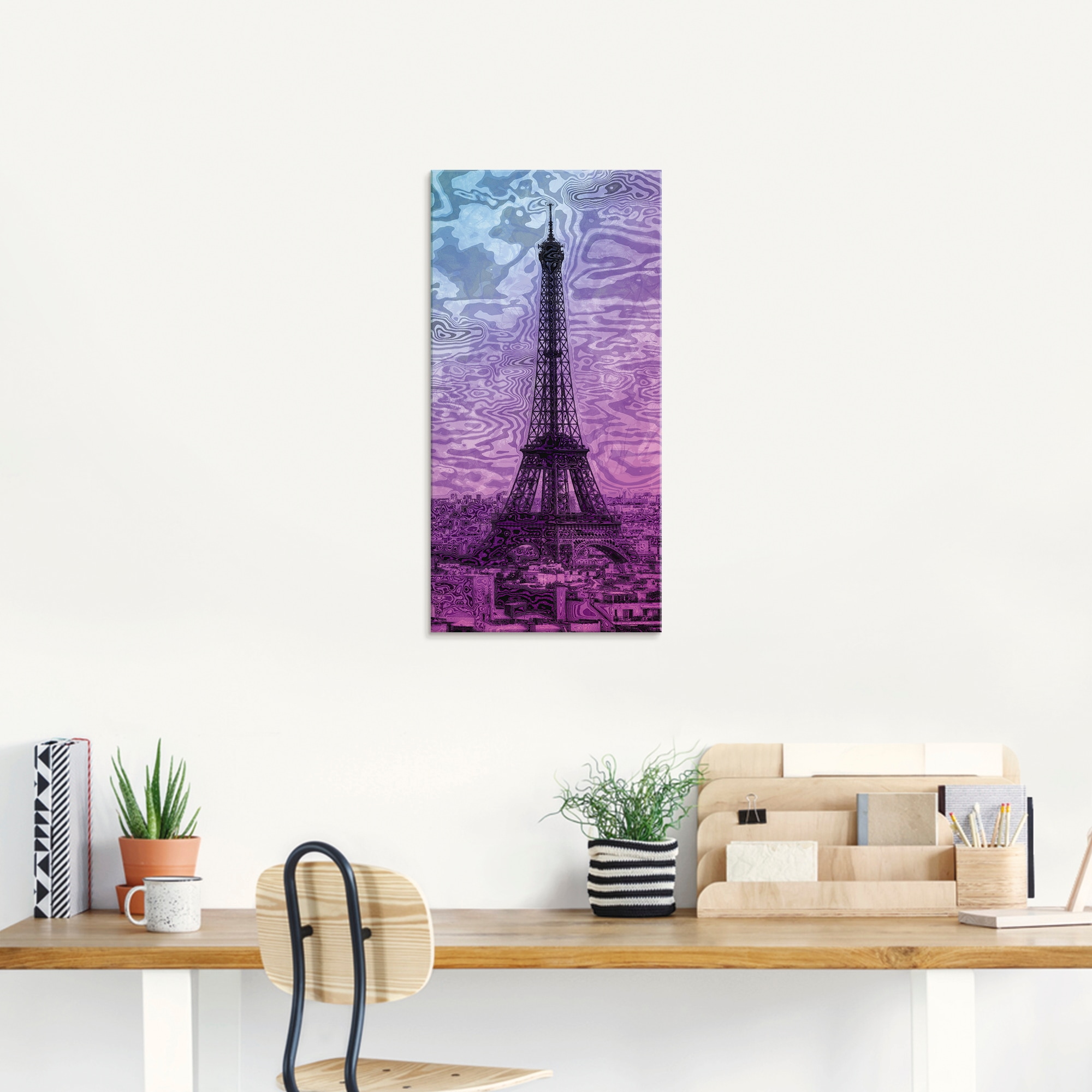 Artland Glasbild »Paris Eiffelturm Lila/Blau«, Gebäude, (1 St.), in verschiedenen Größen