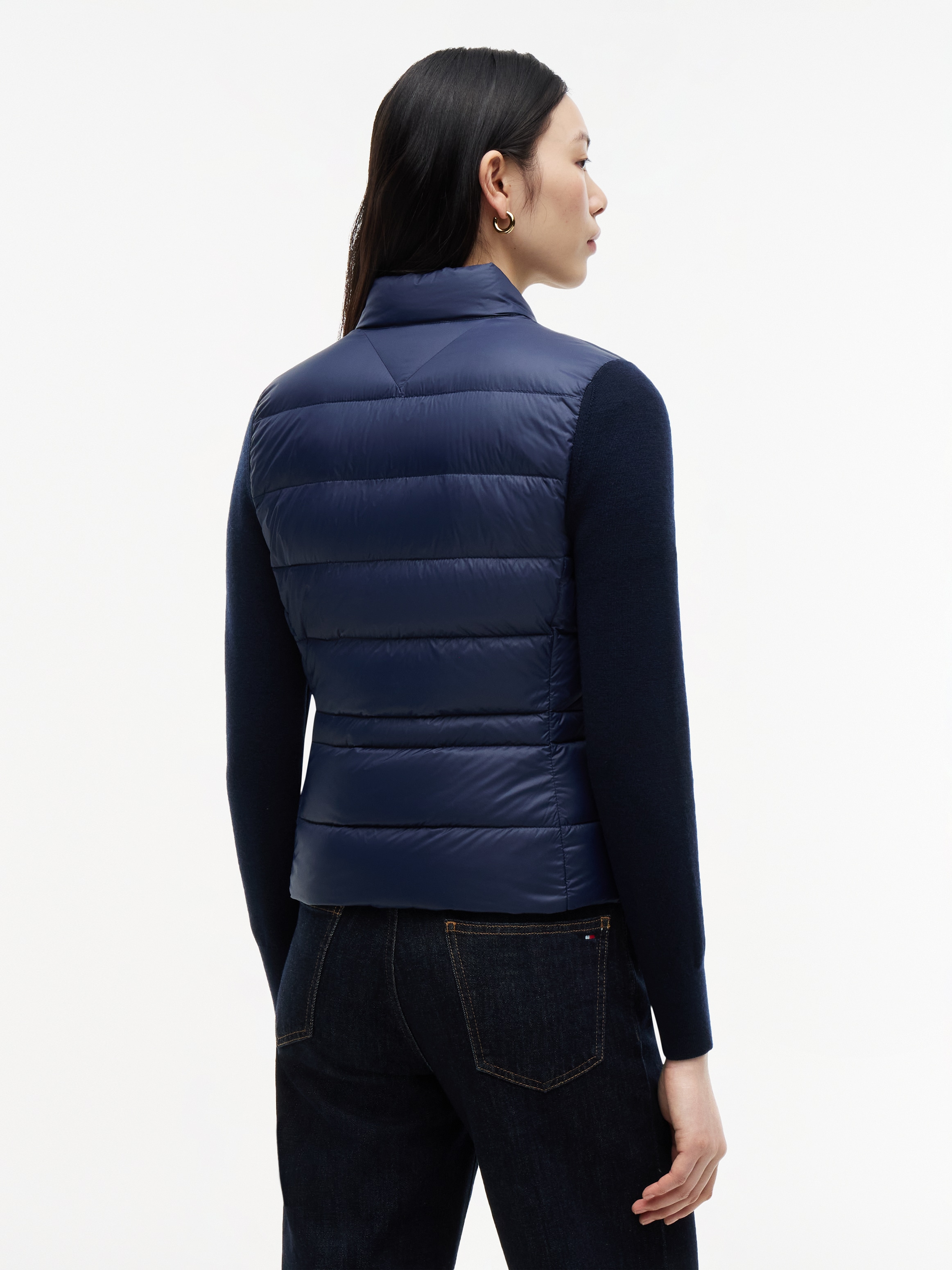 Tommy Hilfiger Steppjacke »LW DOWN KNIT MIX JACKET« ohne Kapuze Stehkragen, Materialmix mit Steppqualität