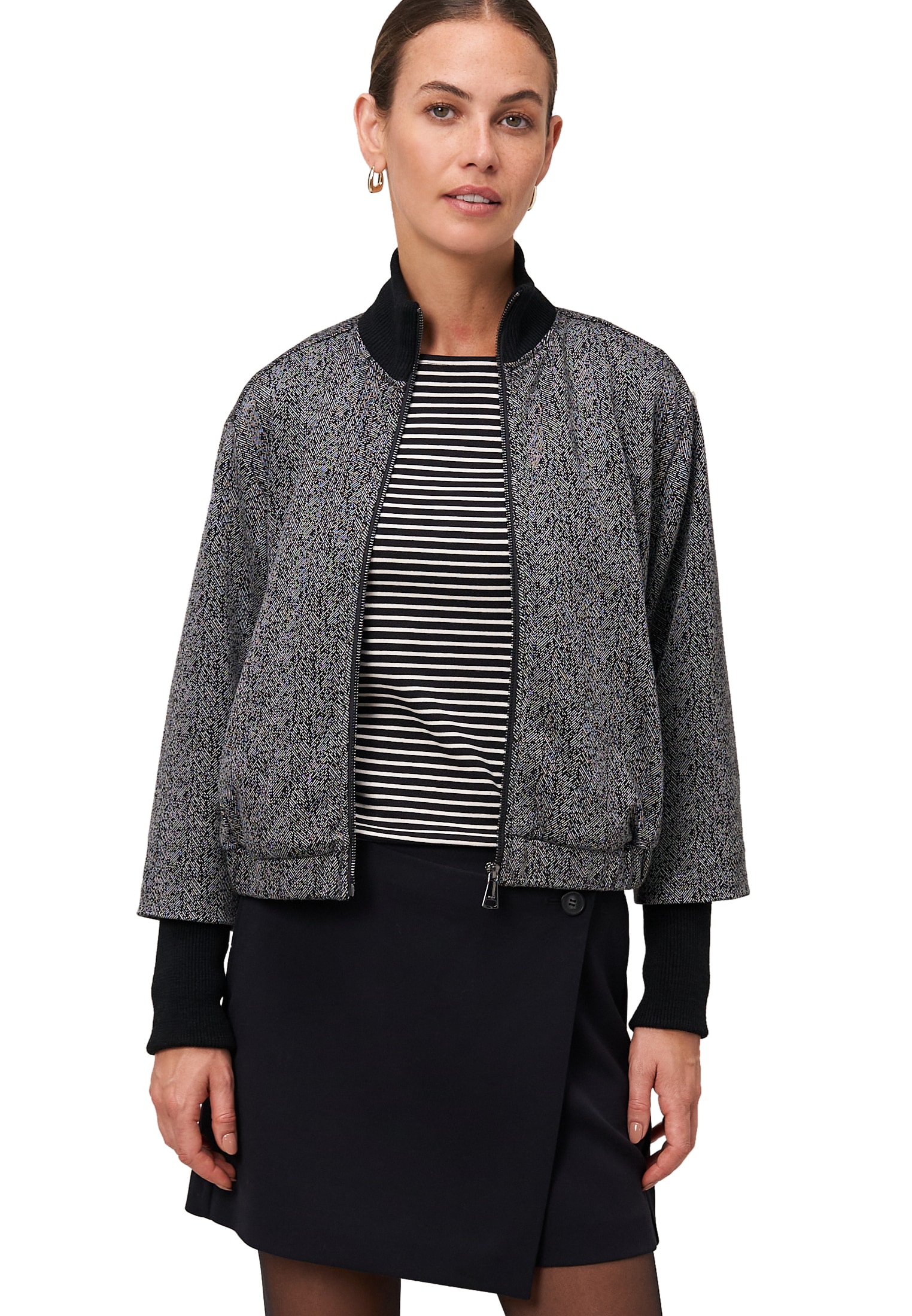 Zero Jackenblazer »Jacke Fischgrät mit Stehkragen«