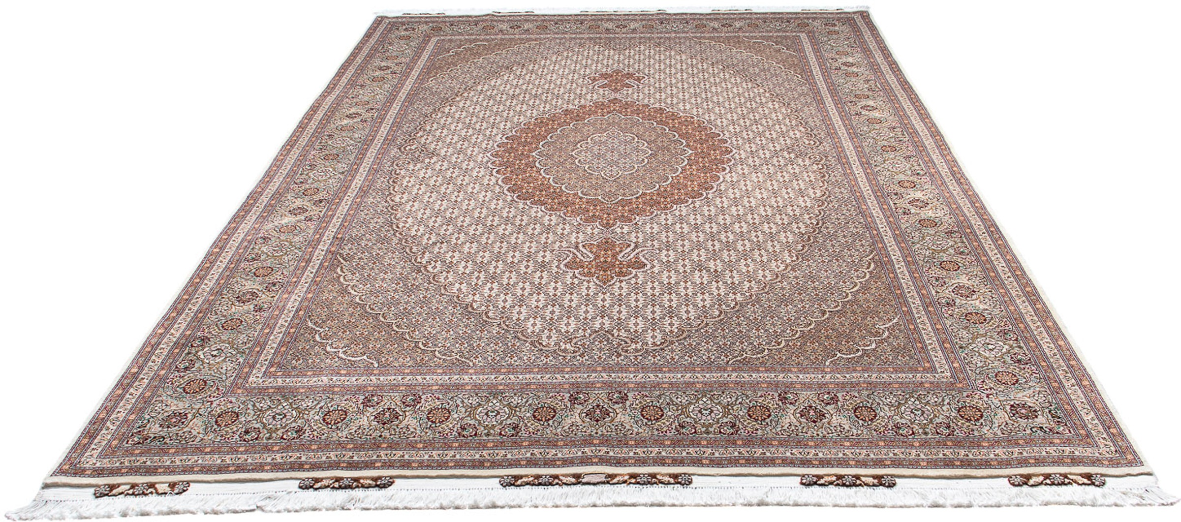 morgenland Orientteppich »Perser - Täbriz - 307 x 207 cm - beige«, rechteckig, 10 mm Höhe, Wohnzimmer, Handgeknüpft, Einzelstück mit Zertifikat