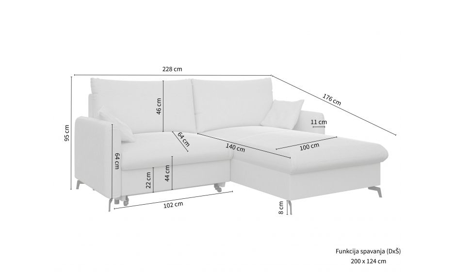 INOSIGN Ecksofa »Leilani«, Recamiere beidseitig montierbar, mit Bettfunktion und Bettkasten
