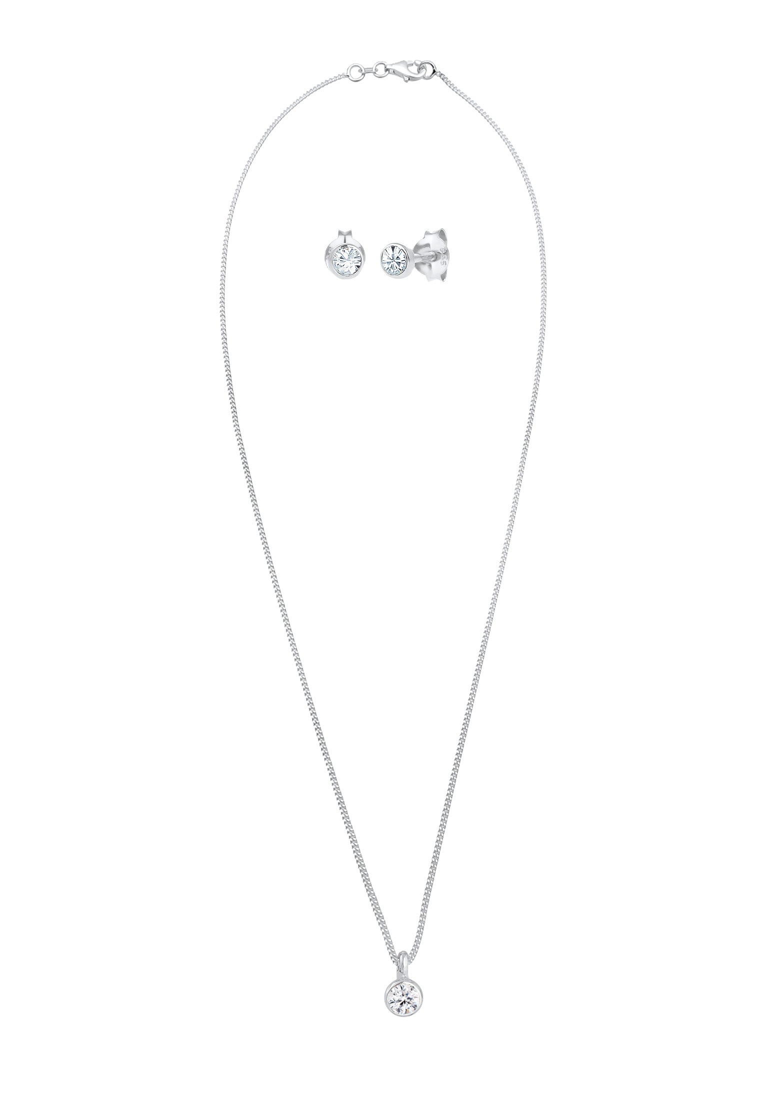 Elli Ohrring und Ketten Set »Schmuckset Basic Solitär 925 Sterling Silber, mit Kristallen von Swarovski®«
