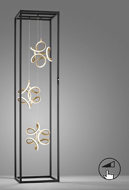 Joop! Stehlampe »ROUND LIGHTS«, mit rundem Fumé-Glasschirm und eingelassenem  Metall-Dekorband online bei OTTO