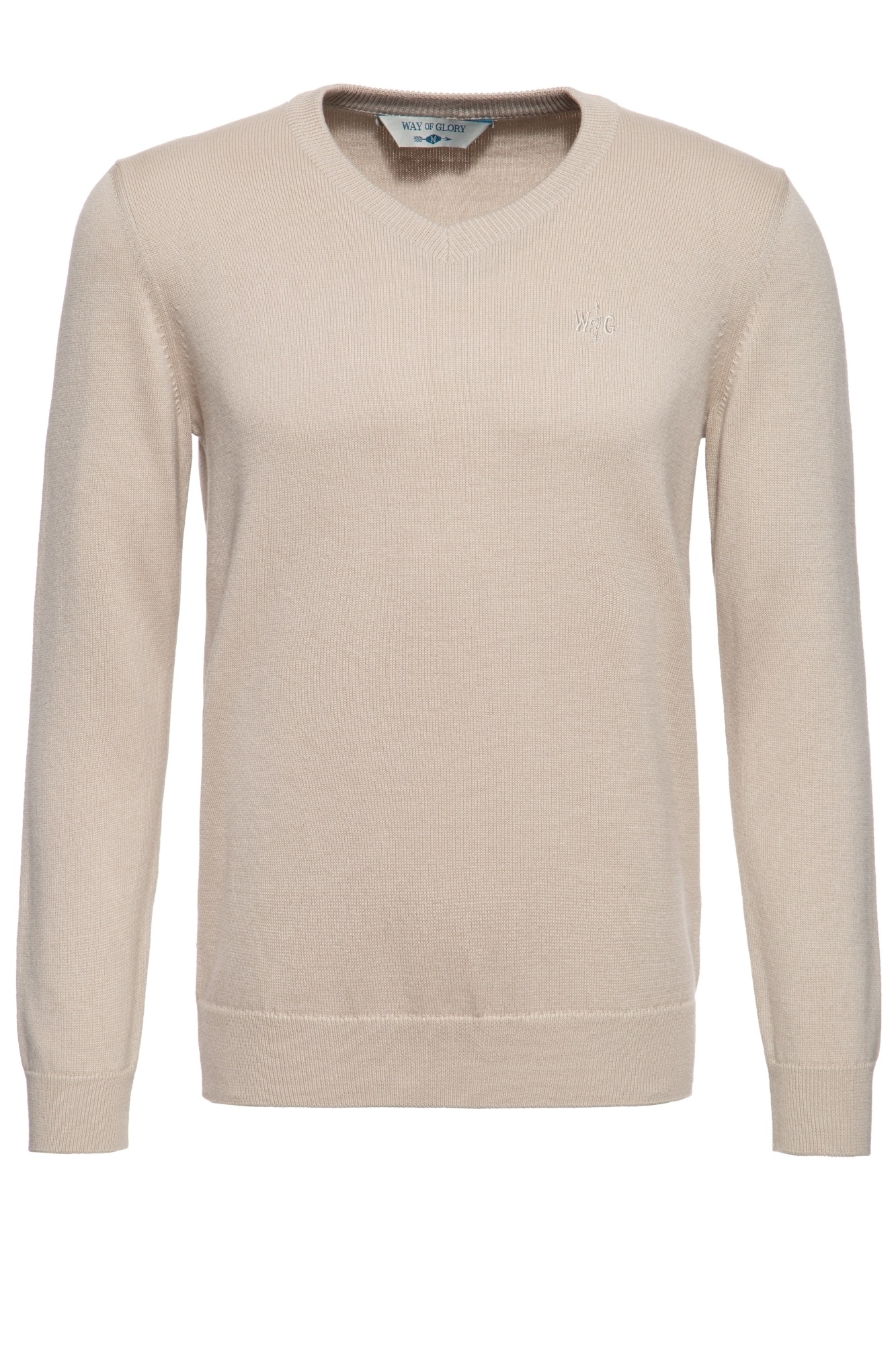 Way of Glory V-Ausschnitt-Pullover, mit dezenter Logo-Stickerei auf der Brust