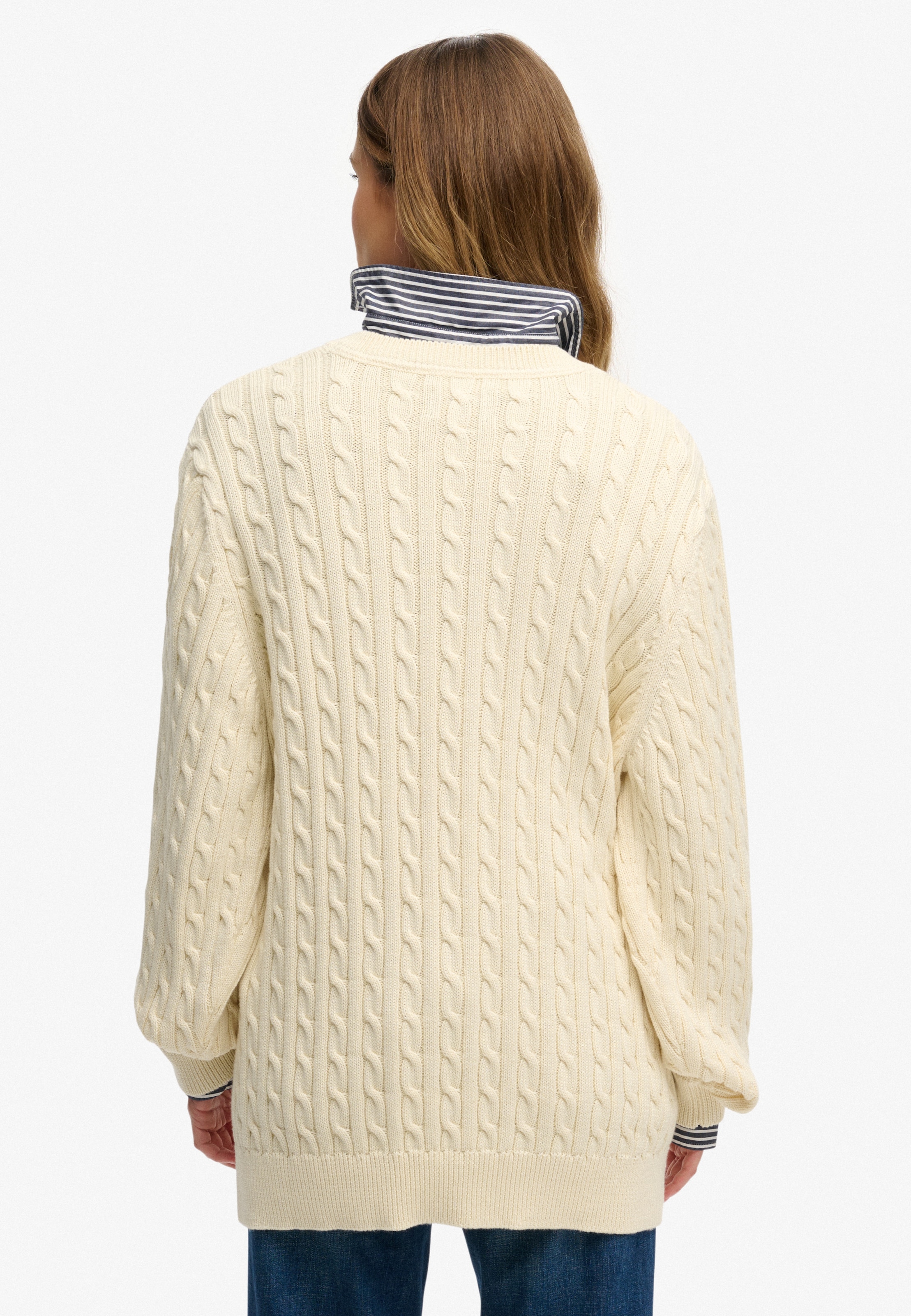 Superdry V-Ausschnitt-Pullover »OVERSIZED CABLE V NECK JUMPER« Baumwolle, oversized Fit