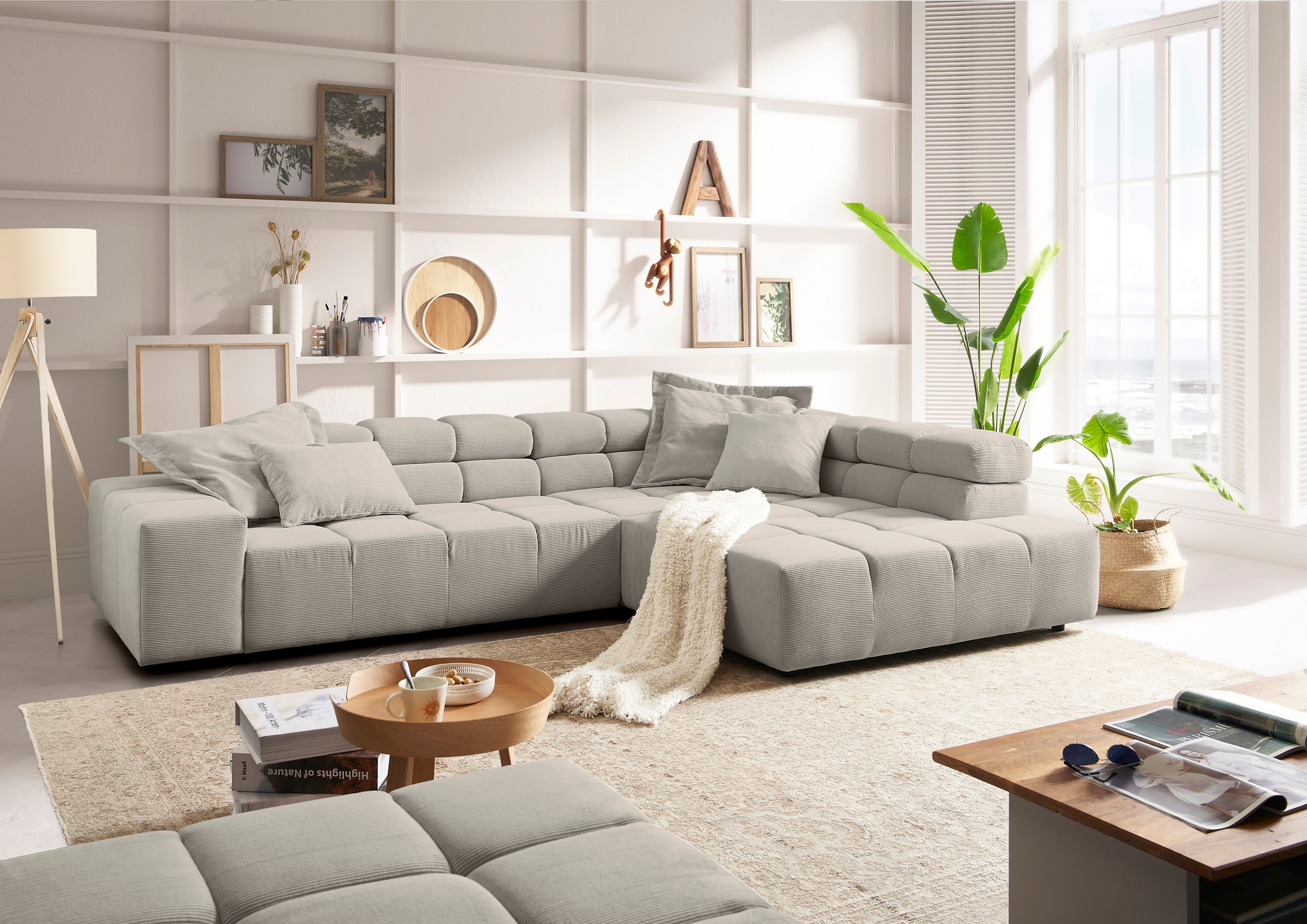INOSIGN Ecksofa »Ancona incl. Kopfteilverstellung, Breite 319cm, L-Form«, wahlweise motorische Sitztiefenverstellung, auch in Cord + Easy Care