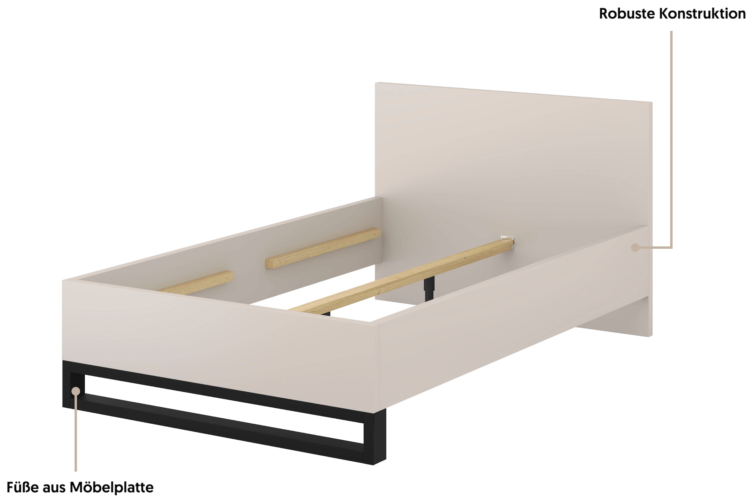 Home affaire Bettgestell »Bronne, Topeseller, Industrial Design« In den Breiten 140cm, 160cm und 180cm,  Stauraumbett in drei Breiten, stabil mit Kufen in Metalloptik