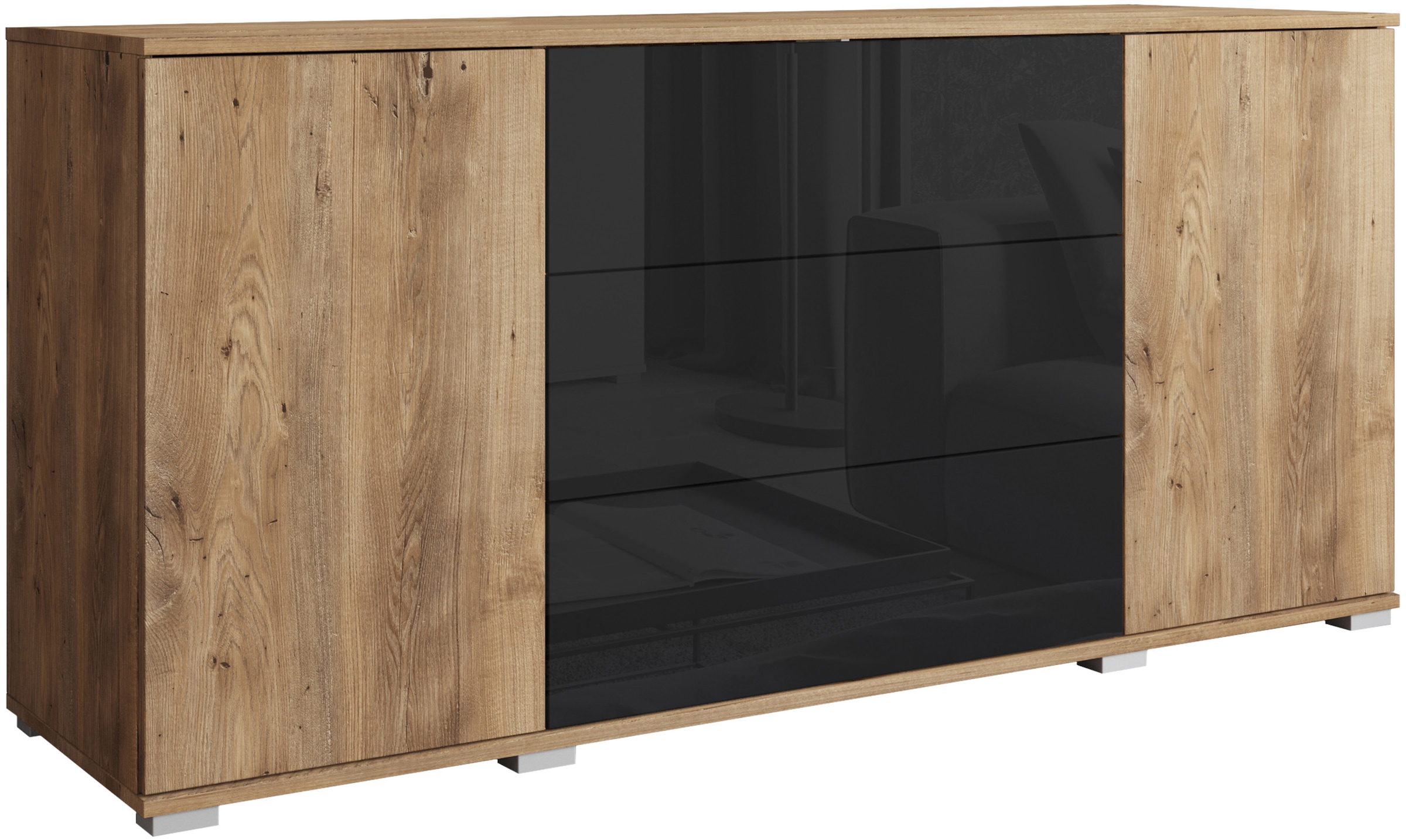 INOSIGN Sideboard »Kenia, Kommode für das Schlafzimmer/Wohnzimmer«, (1 St.), Modernes Sideboard mit 3 Schubladen und 4 Fächern, Breite 150 cm