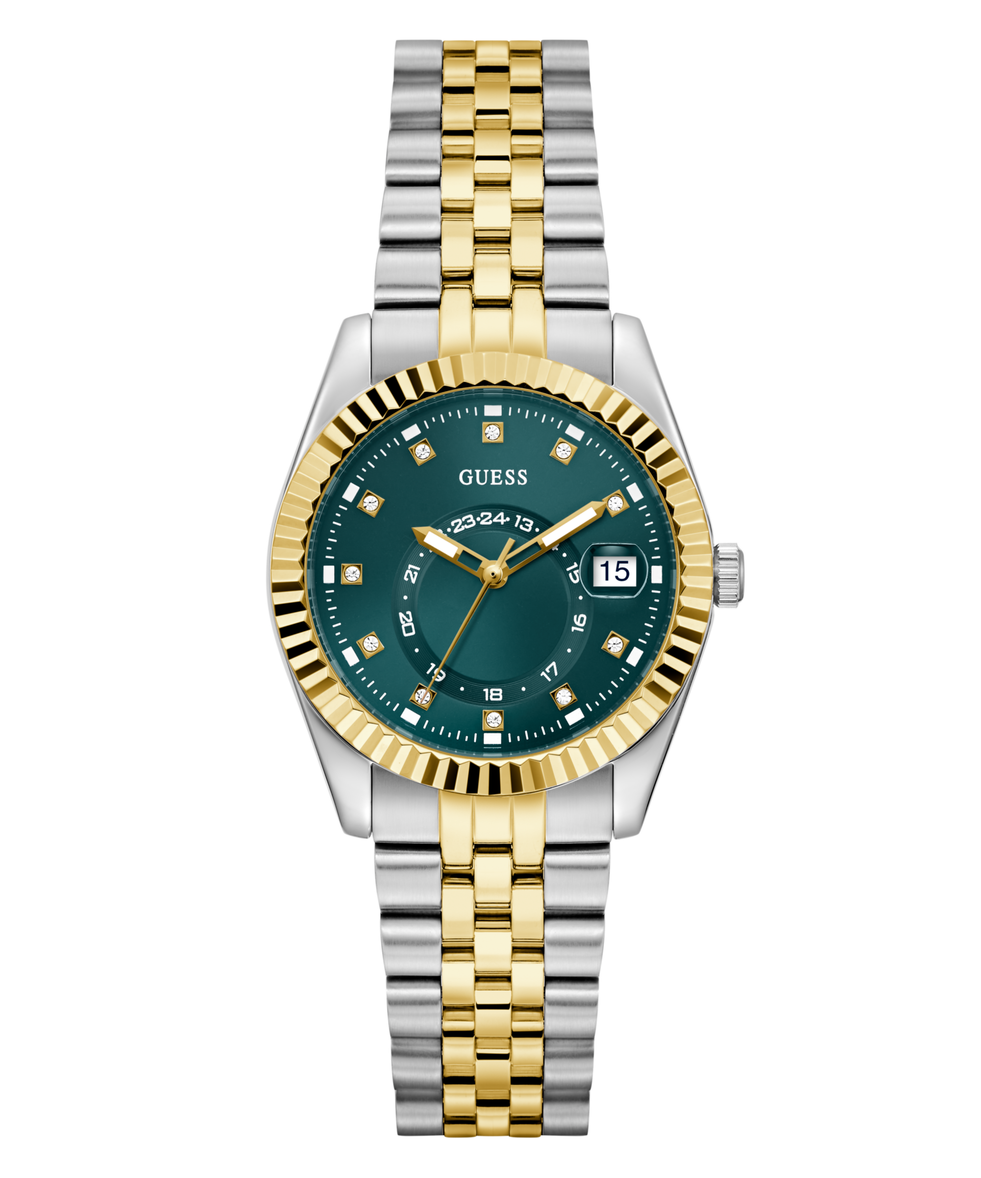 Guess Quarzuhr »JADA« Armbanduhr, Damenuhr, Edelstahlarmband, Datum