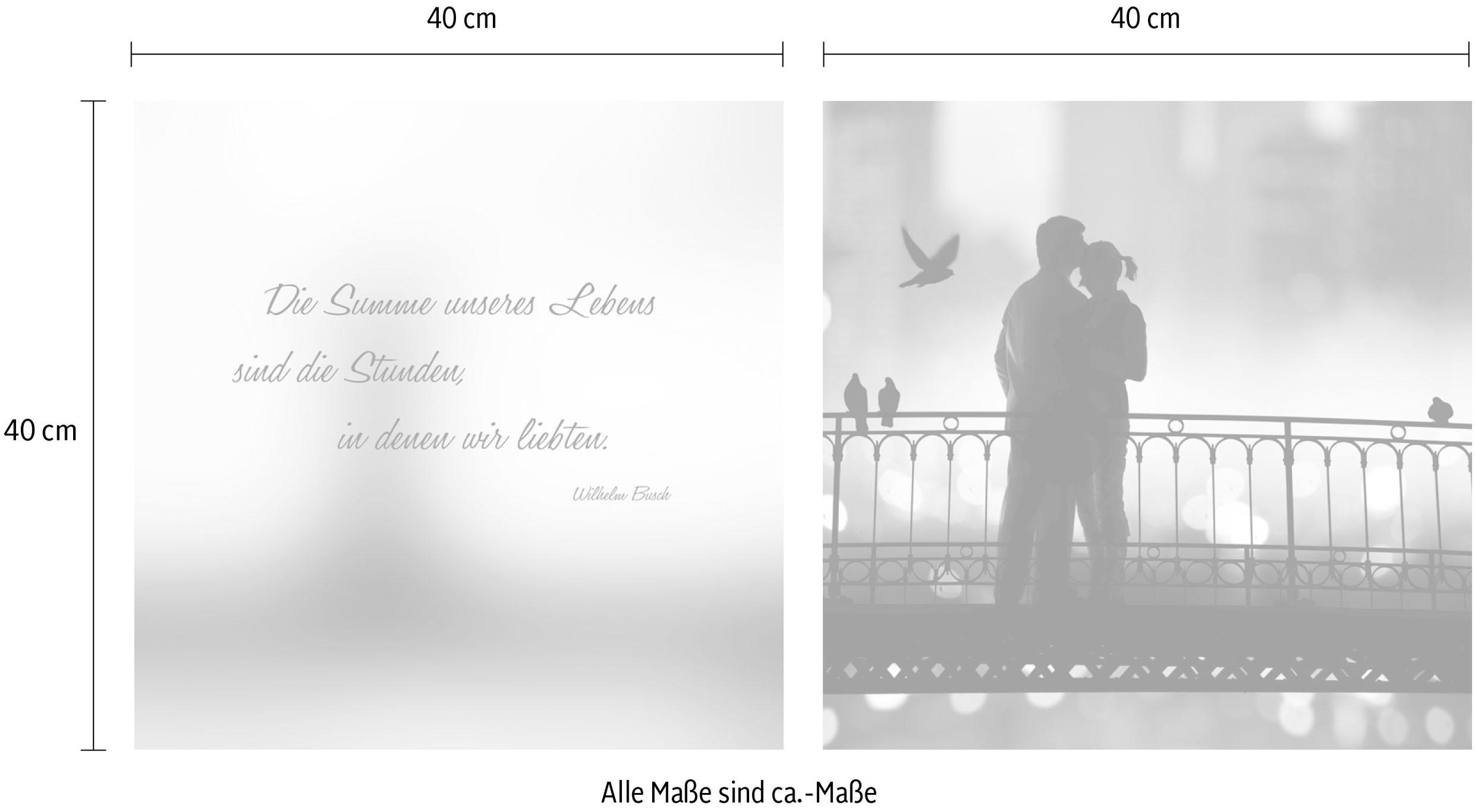 queence Leinwandbild »Summe«, Vögel-Vogelbilder-Kunst-Modern-Spa-Spa Bilder-Sprüche-Sprüche & Texte-Schriftzug-Schriftzüge-Liebessprüche, (Set), Premium-Leinwandstoff, Handarbeit aus Deutschland, Zitat, 2er Set