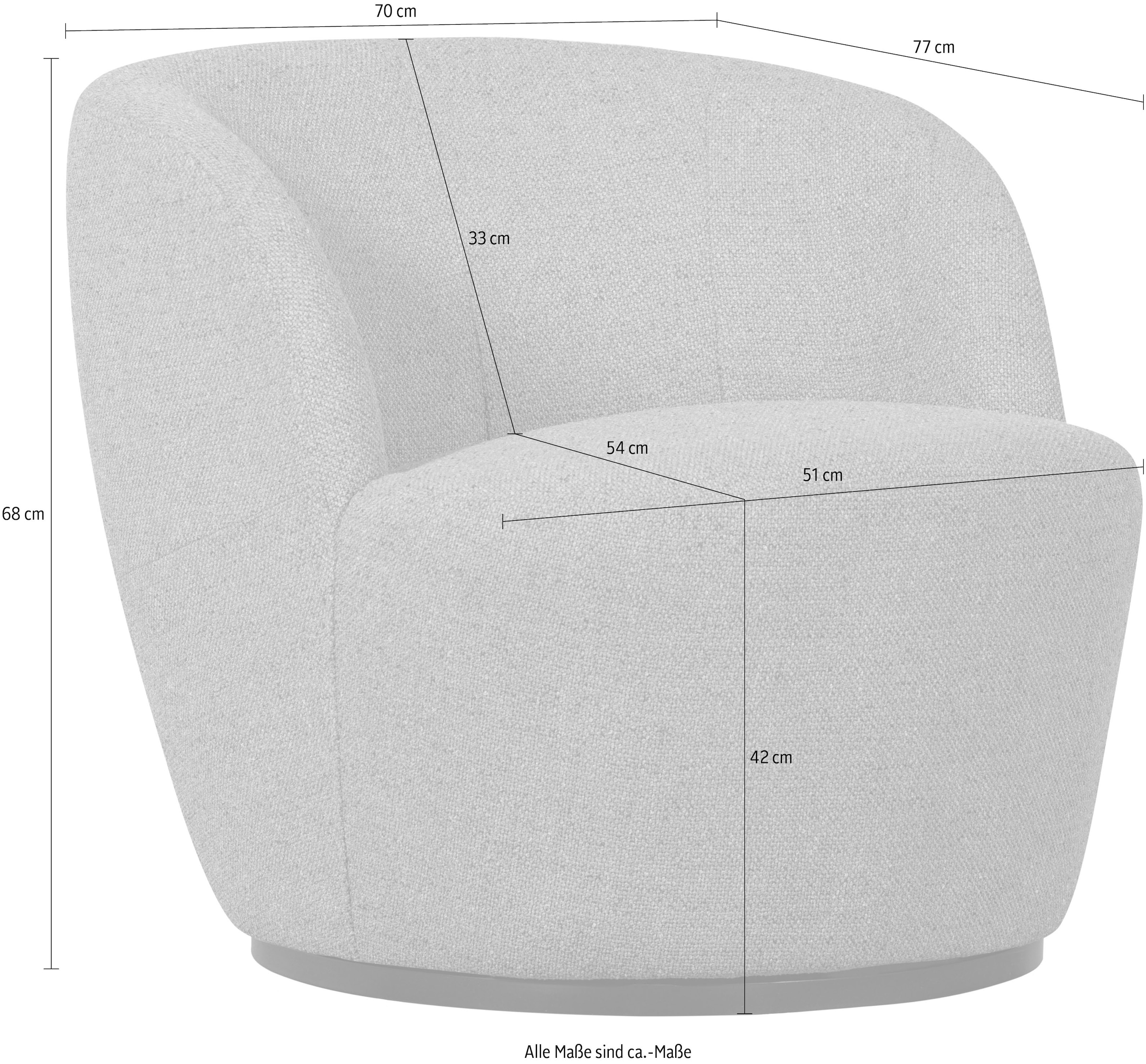 WOOOD Drehsessel »Serra«, in jede Richtung drehbar, runde Form, H 68 cm x B 70 cm
