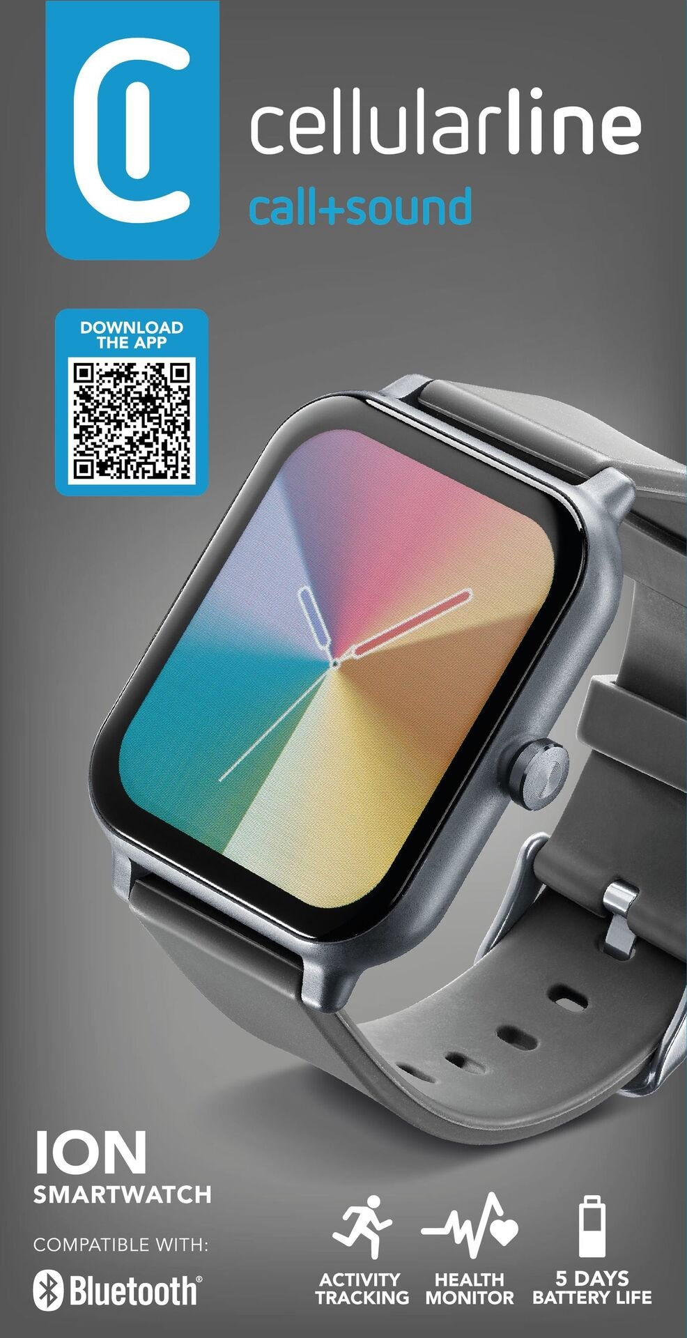 Cellularline Smartwatch »Bluetooth Smartwatch ION«, (4,65 cm / 1,83 Zoll), Proprietär, 0 GB
