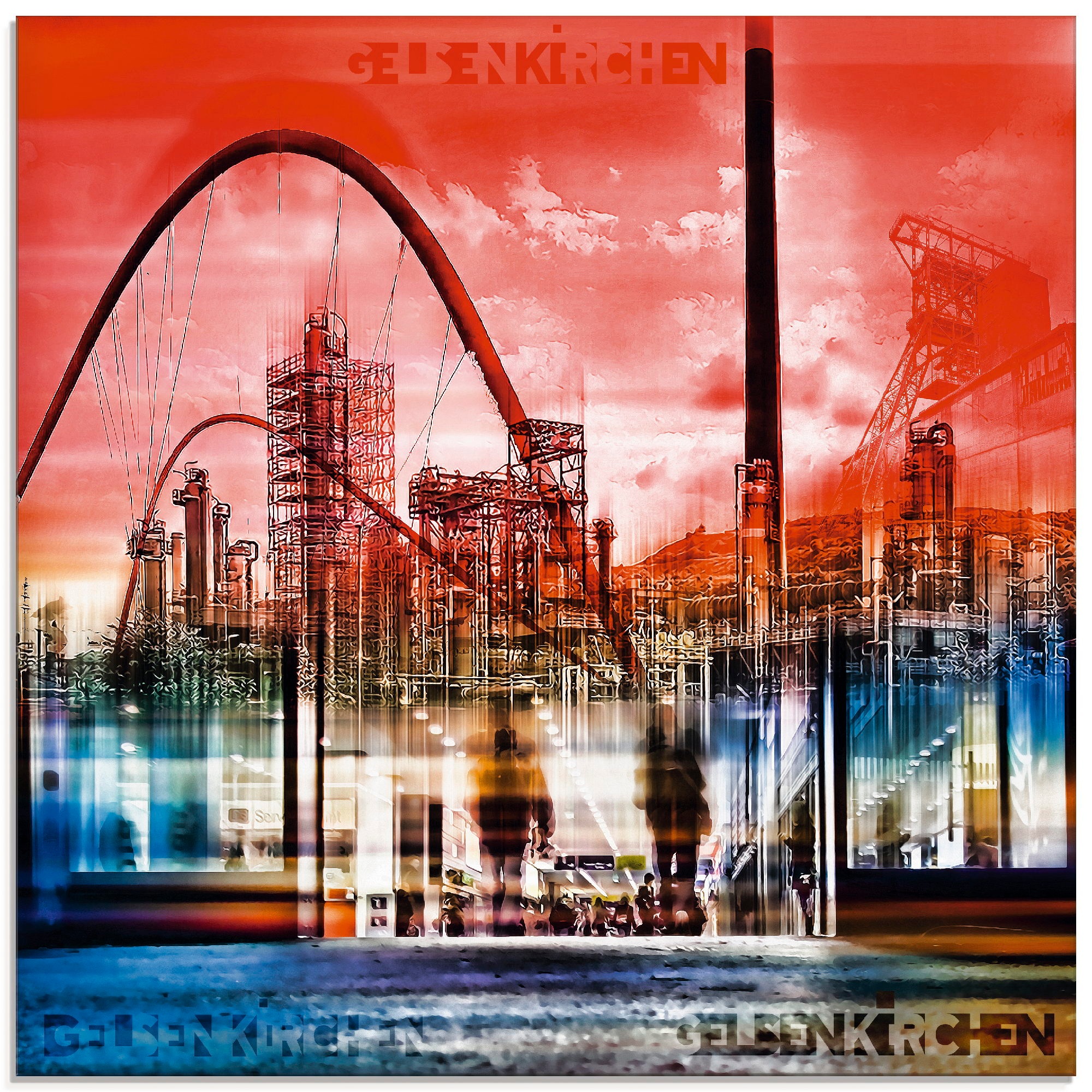 Artland Glasbild »Gelsenkirchen Skyline Collage 01«, Deutschland, (1 St.)