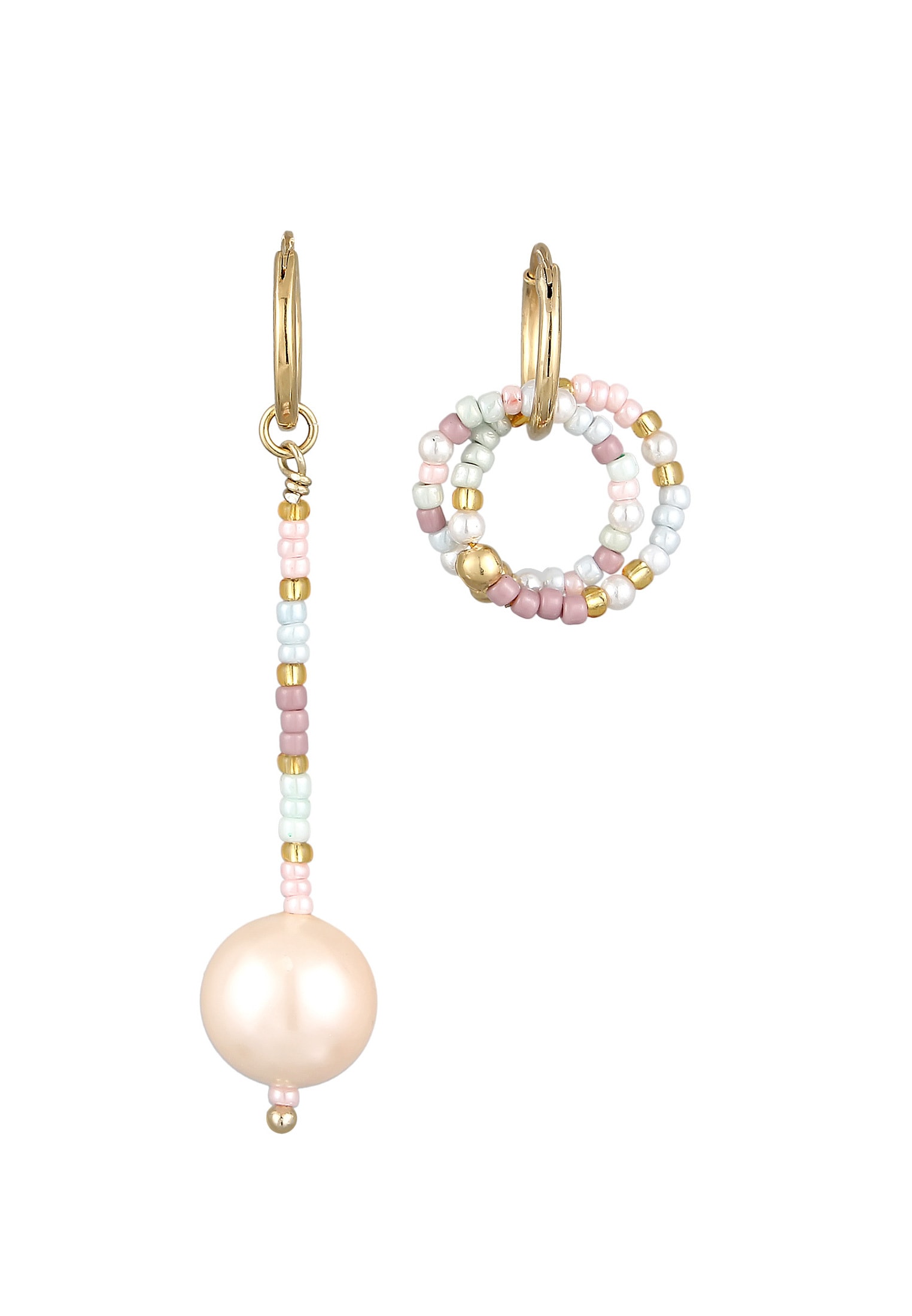 Elli Paar Creolen »Ohrringe Creolen Muschelkernperle Glas Pastell 925 Silber«