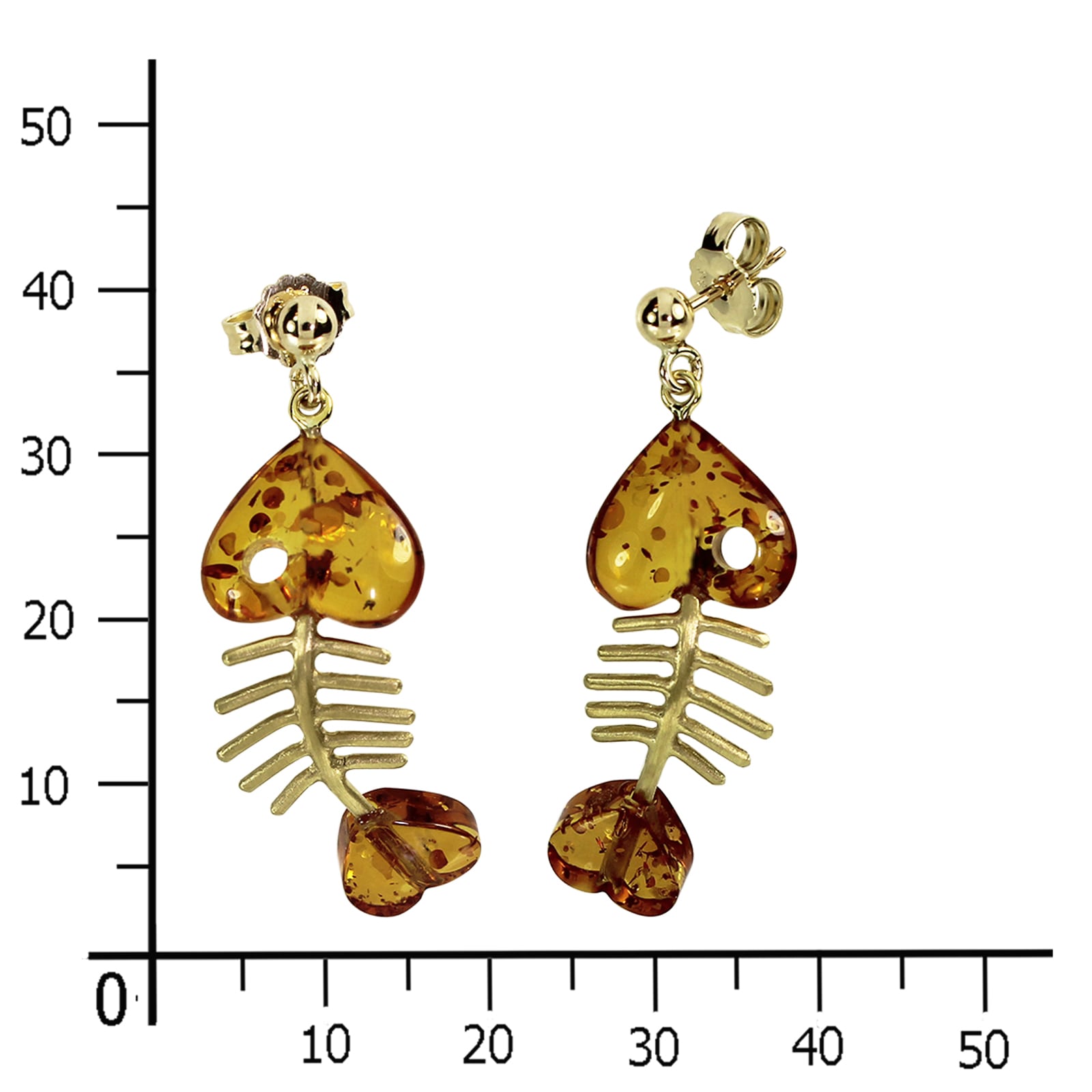 OSTSEE-SCHMUCK Paar Ohrhänger »- Fisch 30 mm - Gold 333/000 - Bernstein«