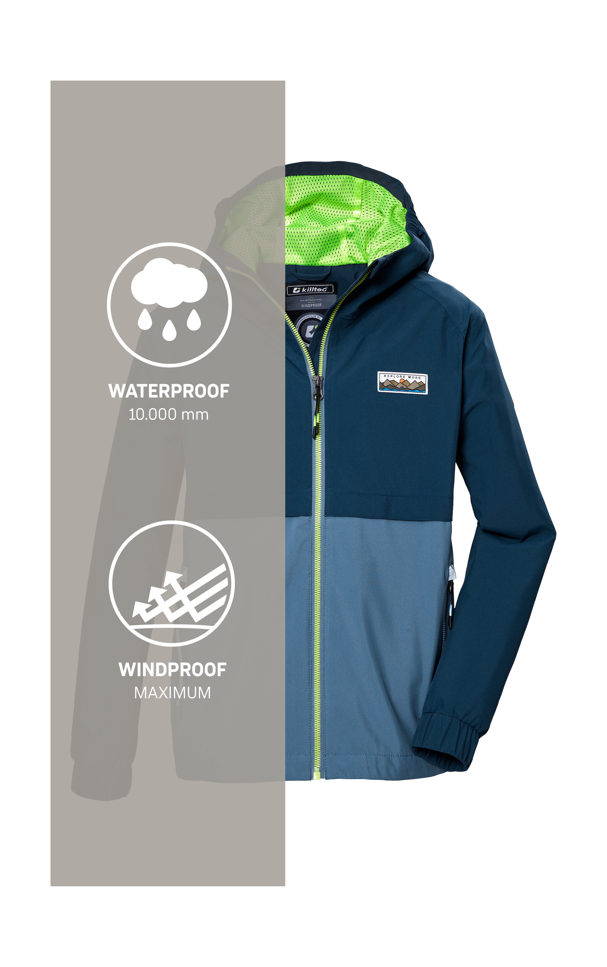 Killtec Funktionsjacke »KOS 141 BYS JCKT«, Wasserdichte Kinderjacke, Colourblock, reflektierend, PFAS-frei