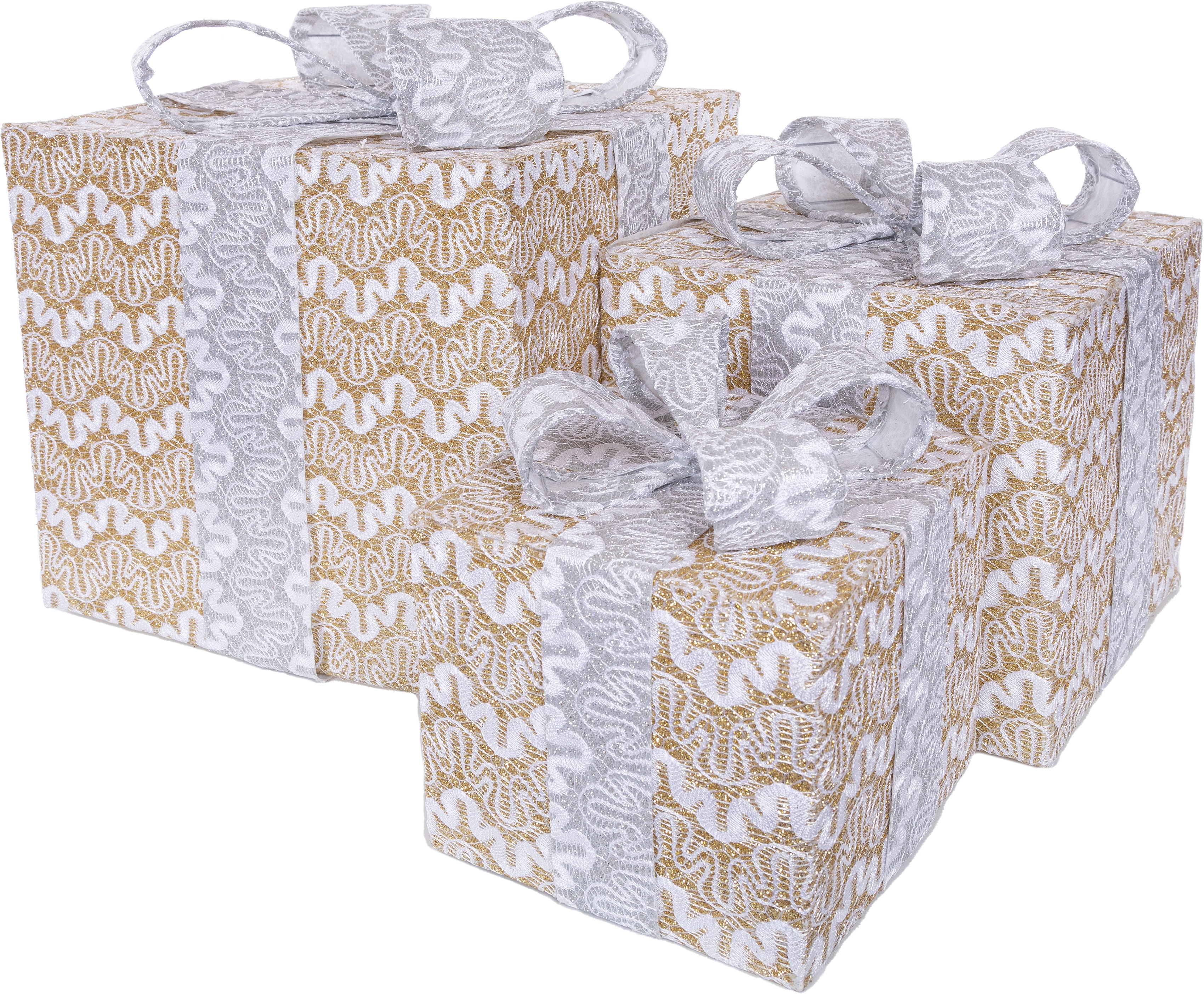 Myflair Möbel & Accessoires Dekoobjekt »Geschenk« 3 unterschiedliche Größen in silberfarben, Größe B/H/T: 25 cm