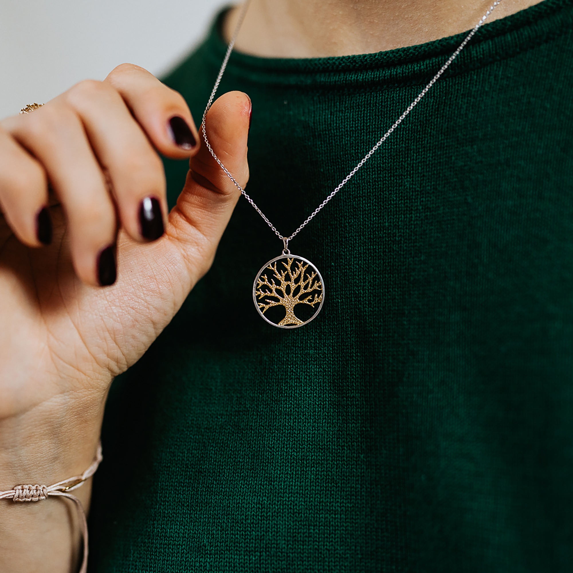 Julie Julsen Kette mit Anhänger »925/- Sterling Silber rhodiniert/vergoldet Motiv Lebensbaum«