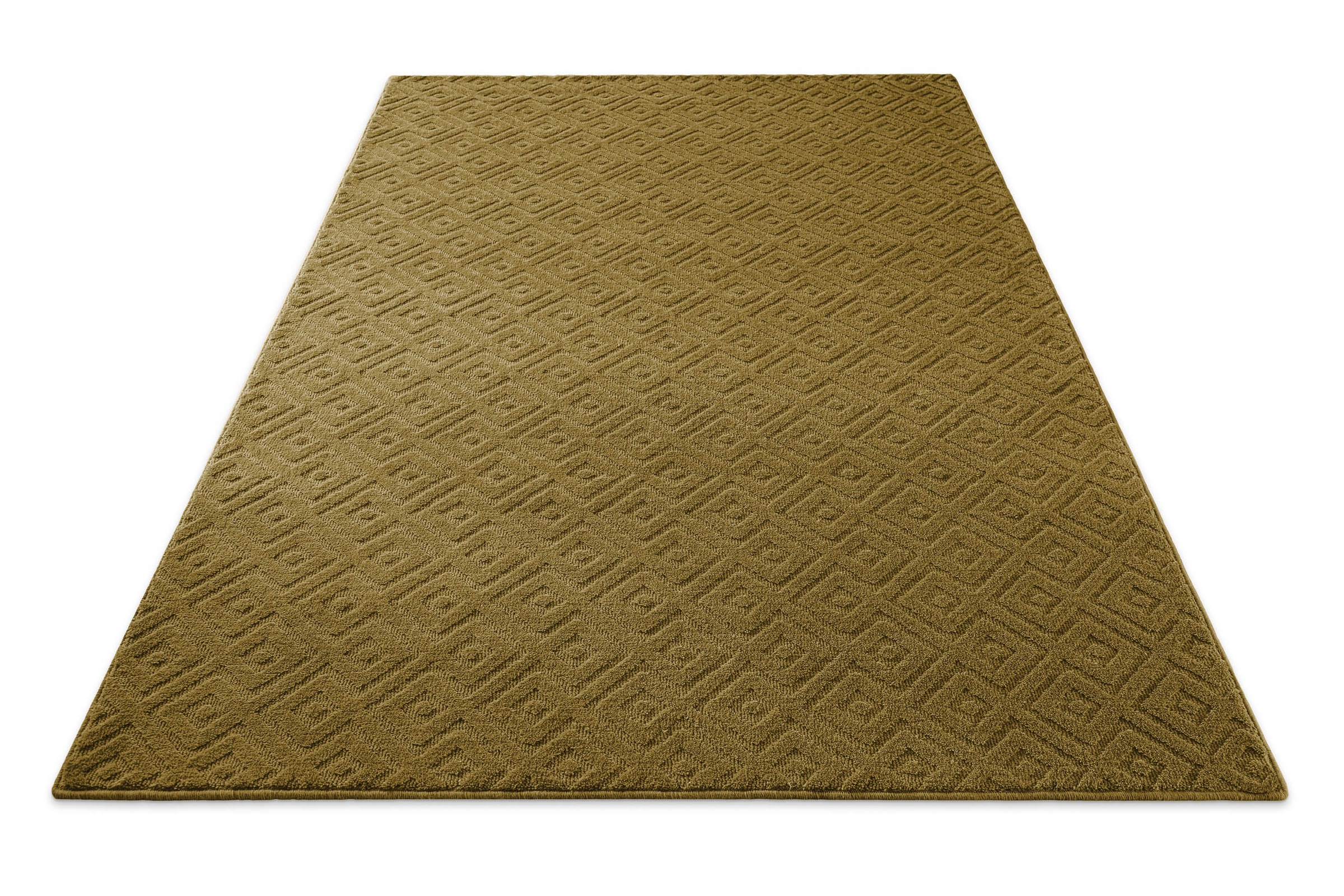 Wecon home Teppich »Castello TWO« rechteckig 7 mm Höhe Schurwolle, Kurzflor mit Hoch-Tief-Effekt, Wohnzimmer, Rautenmuster