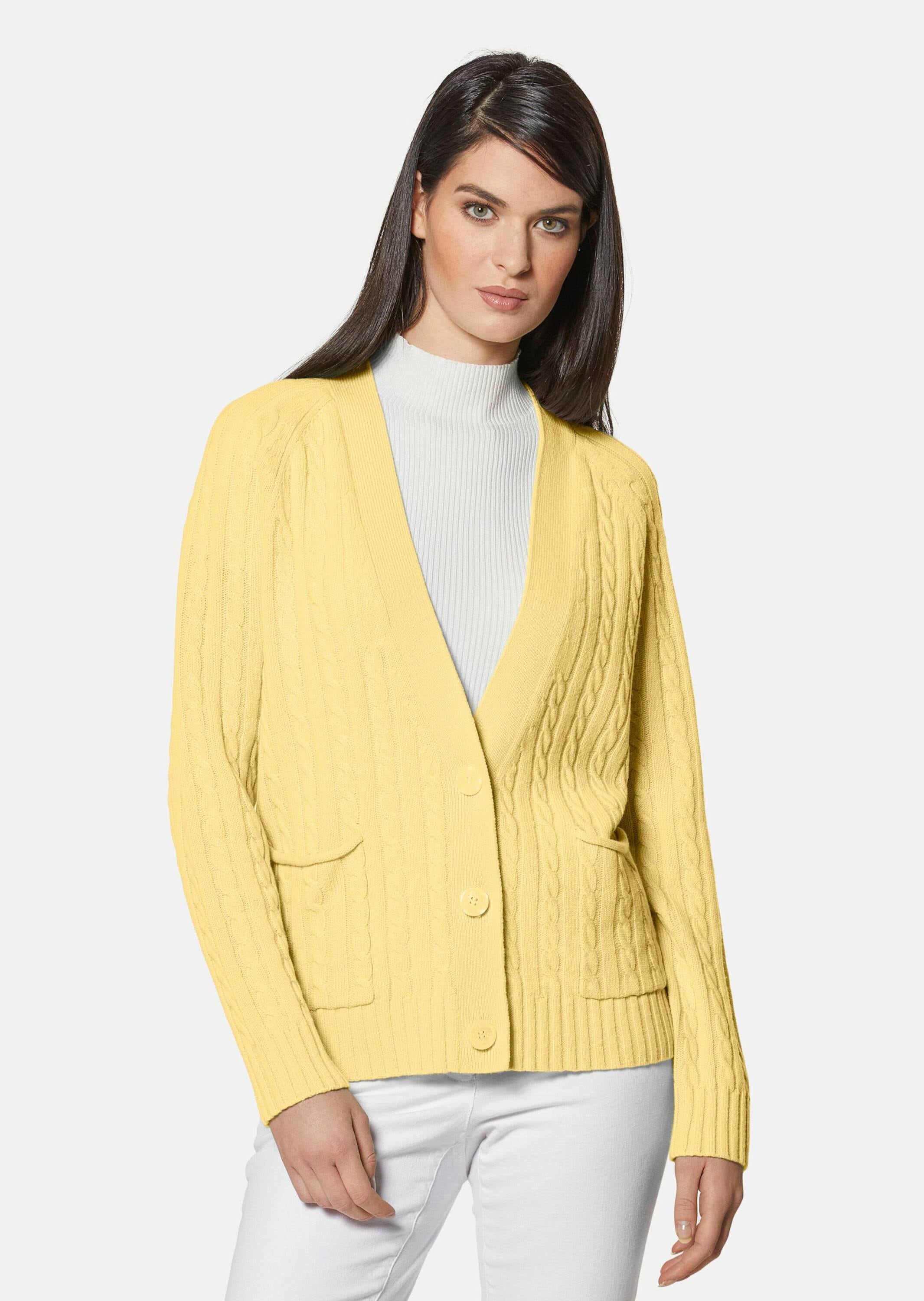 MADELEINE Strickjacke »Strickjacke Strickjacke mit Zopfmuster in angesagten Farben«