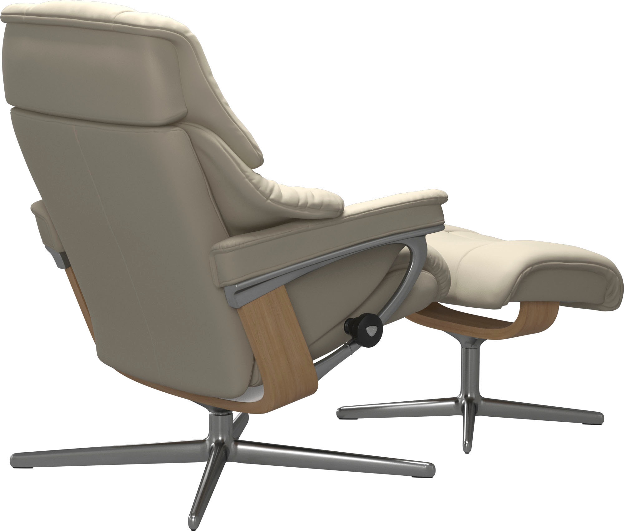 Stressless® Relaxsessel »Reno«, (Set, Relaxsessel mit Hocker), mit Hocker, mit Cross Base, Größe S, M & L, Holzakzent Eiche