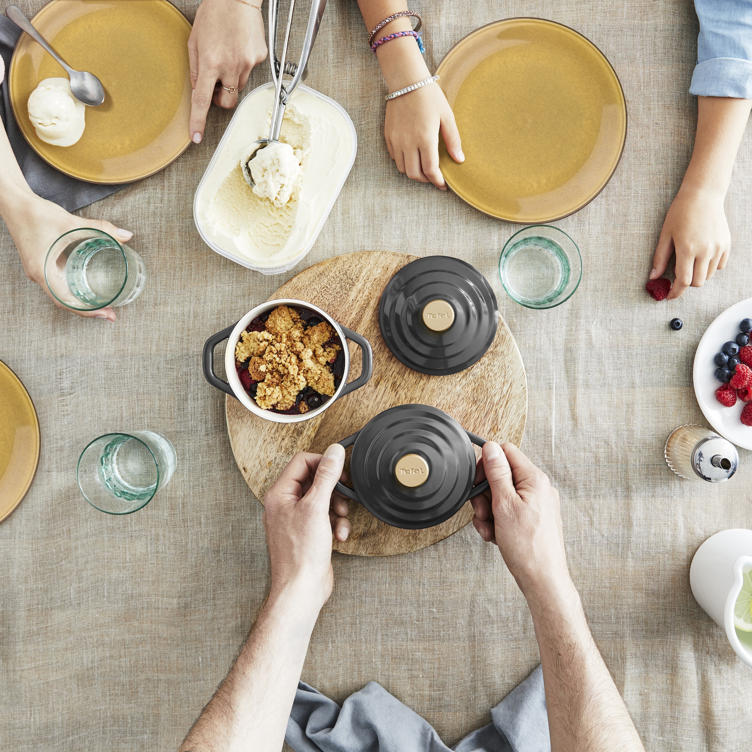 Tefal Topf-Set »Air« Aluminiumguss Set, 4 Stk. tlg. 2-tlg., 11 cm, Keramikversiegelung, Kondensationsdeckel, backofenfest