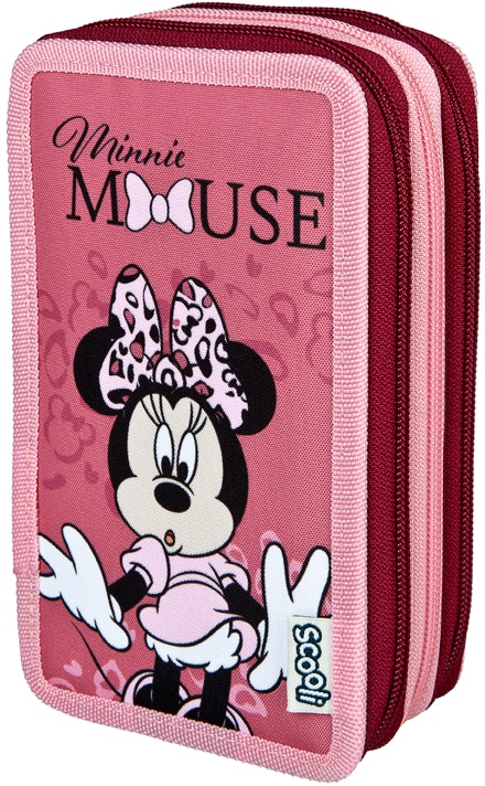 Federmäppchen »Tripledecker, Minnie Mouse Happy Girl Pink«, befüllt, inkl. Geodreieck