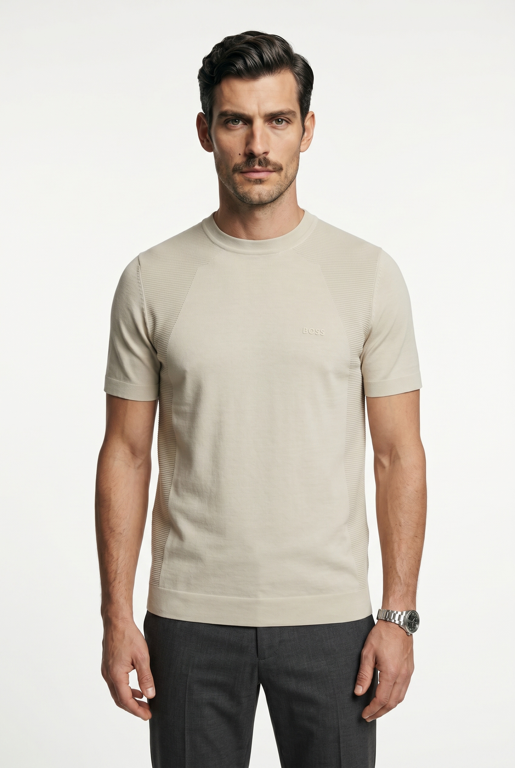 BOSS GREEN Kurzarmpullover »KN_Momentum-Lite TS« Kurzarm, Regular Fit, Baumwollmischung