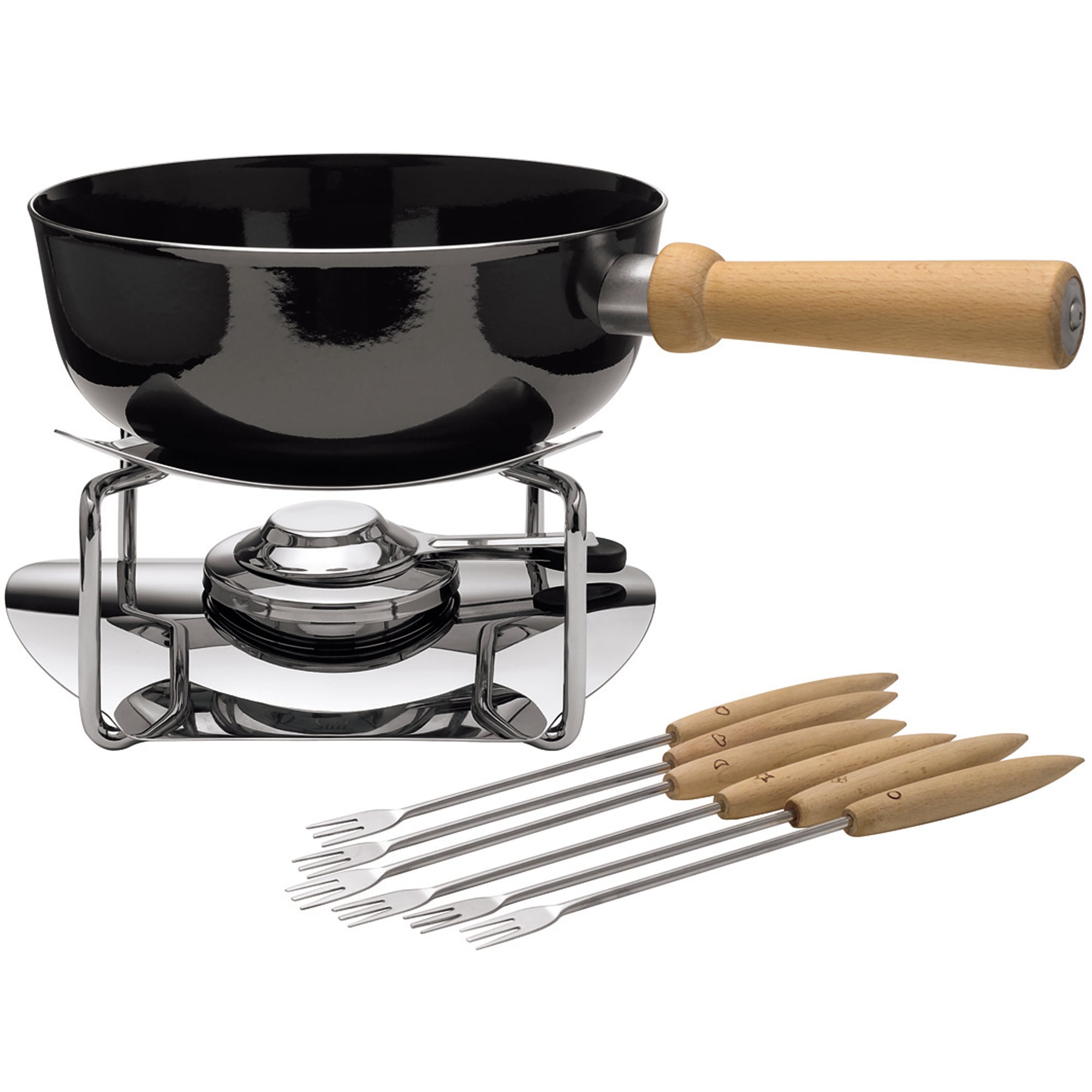 Fonduetopf, Silargan®-Edelstahl 18/10-Holz, Fondue-Kasserolle zum Vorheizen auf dem...