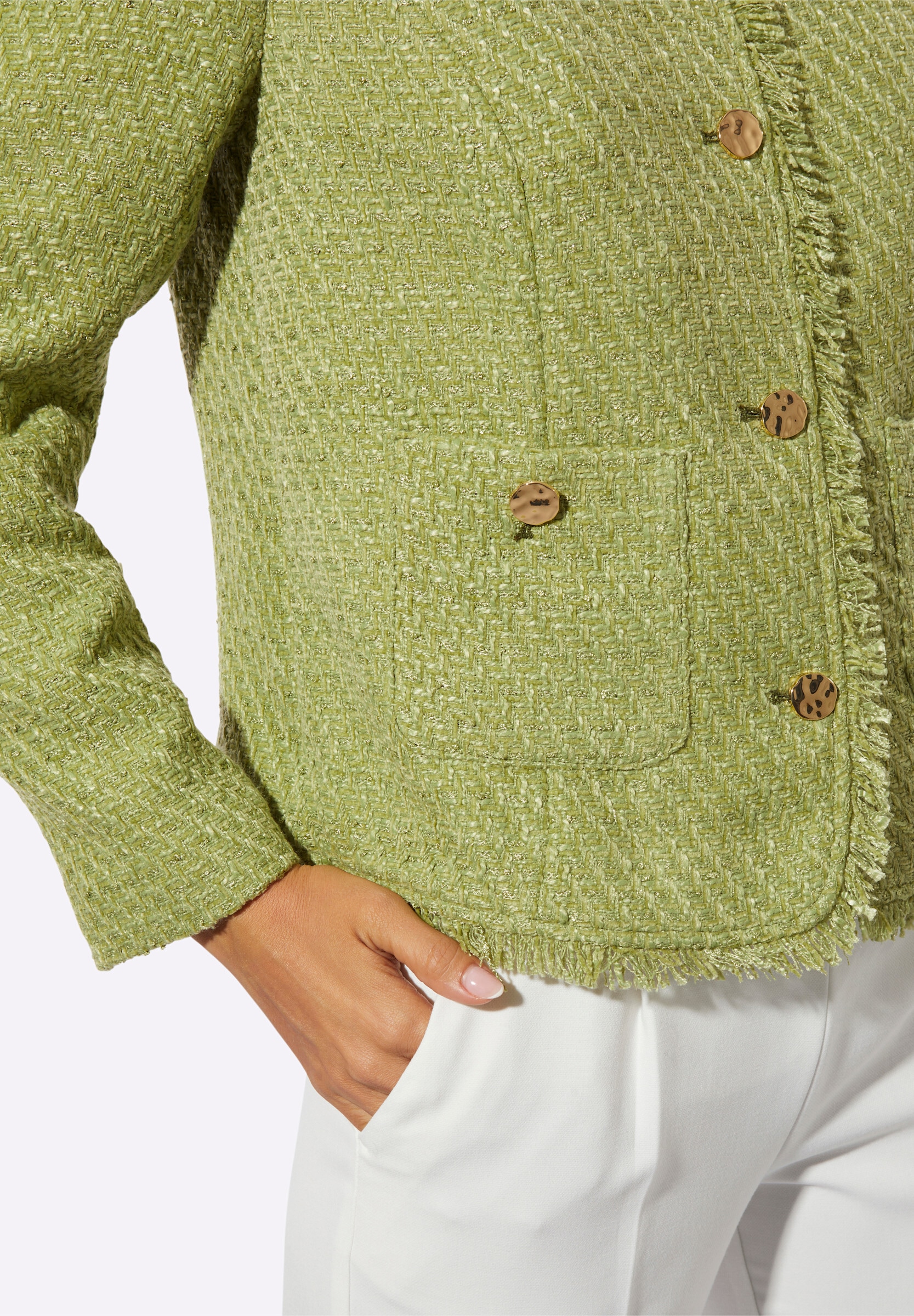 creation L Blusenblazer »Bouclé-Blazer Bouclé-Blazer mit Fransen-Verzierung«