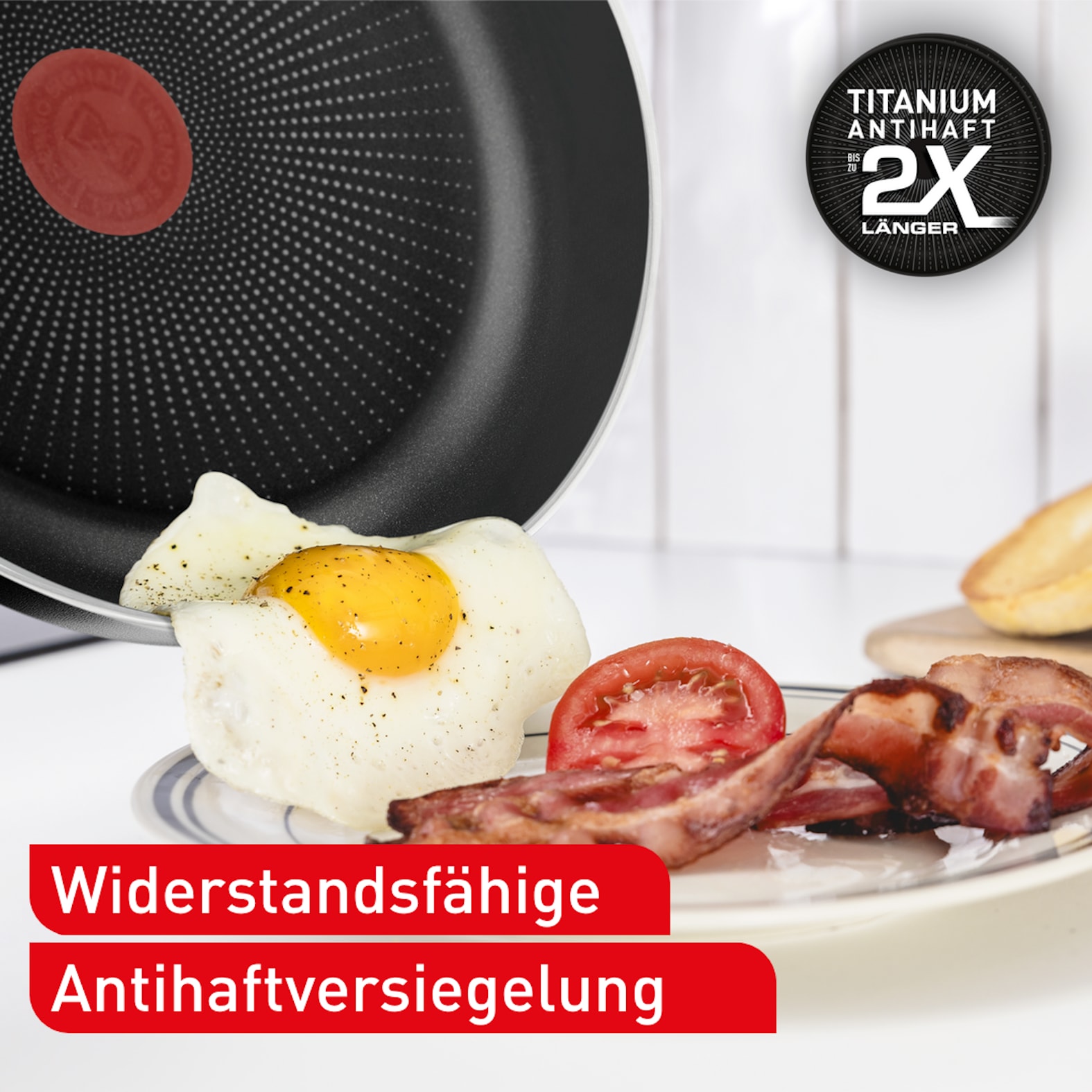 Tefal Bratpfanne »Hard Titanium Essential, Titanium Antihaftversiegelung« Aluminium kompatibel mit Gas-/Elektro-/Keramikherden, nicht induktionsgeeignet
