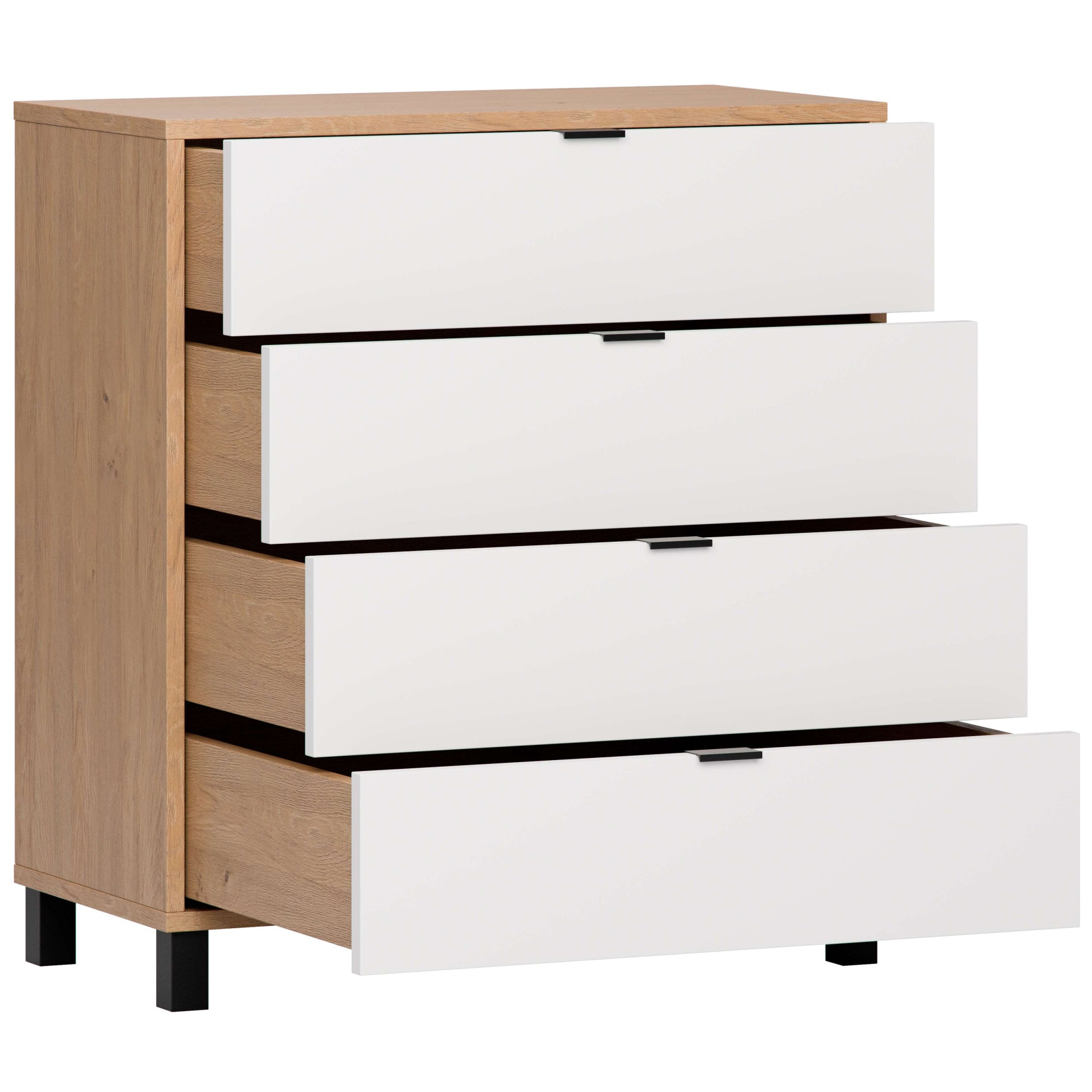 VOX Kommode »SIMPLE Sideboard mit 4 Schubladen, Maße B/T/H: 90/47/94,5 cm« Soft-Close Function, mit schwarzen Metallgriffe