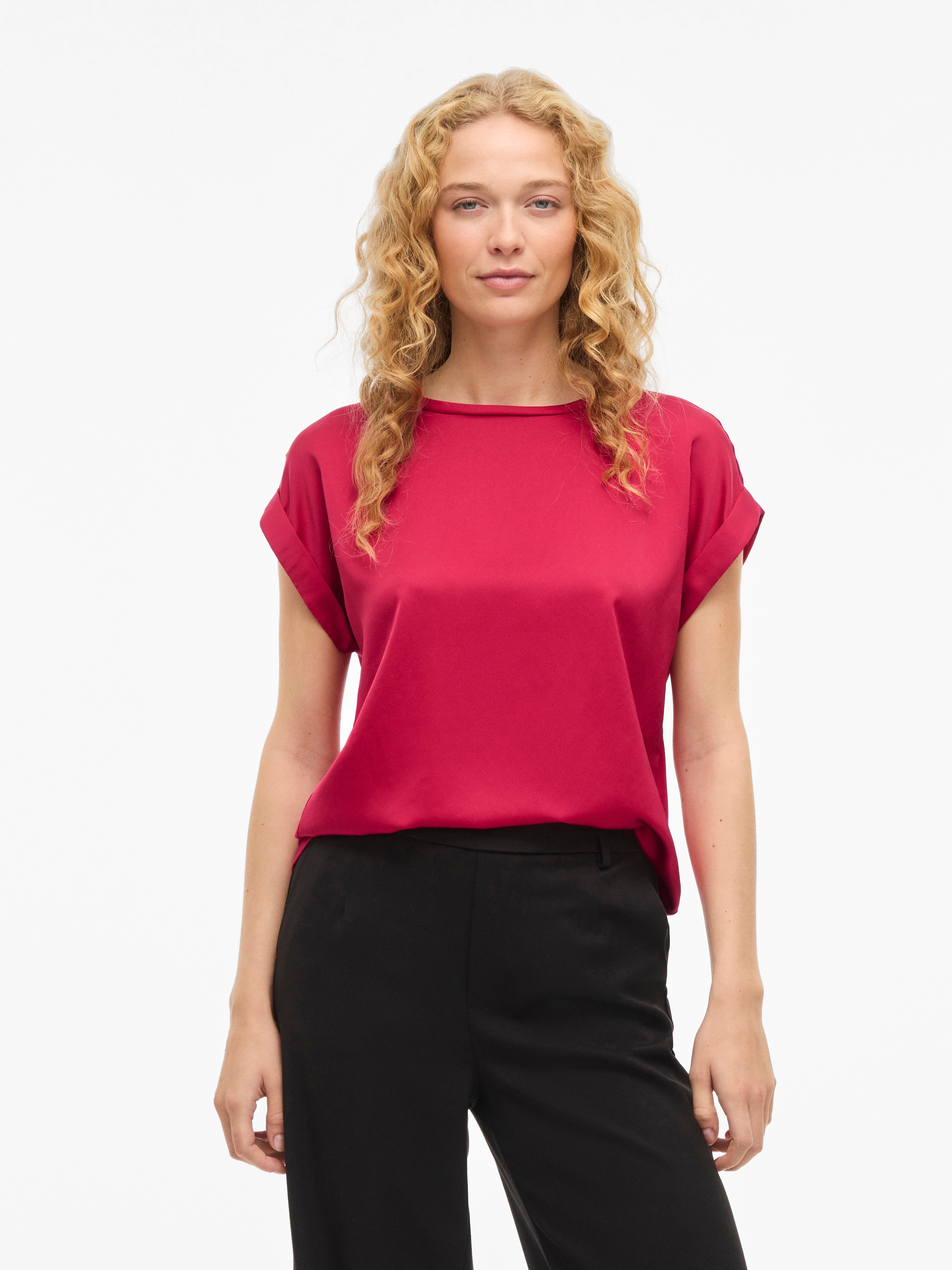Vila Kurzarmshirt »VIELLETTE S/S SATIN TOP - NOOS« Kunstfaser, regular fit