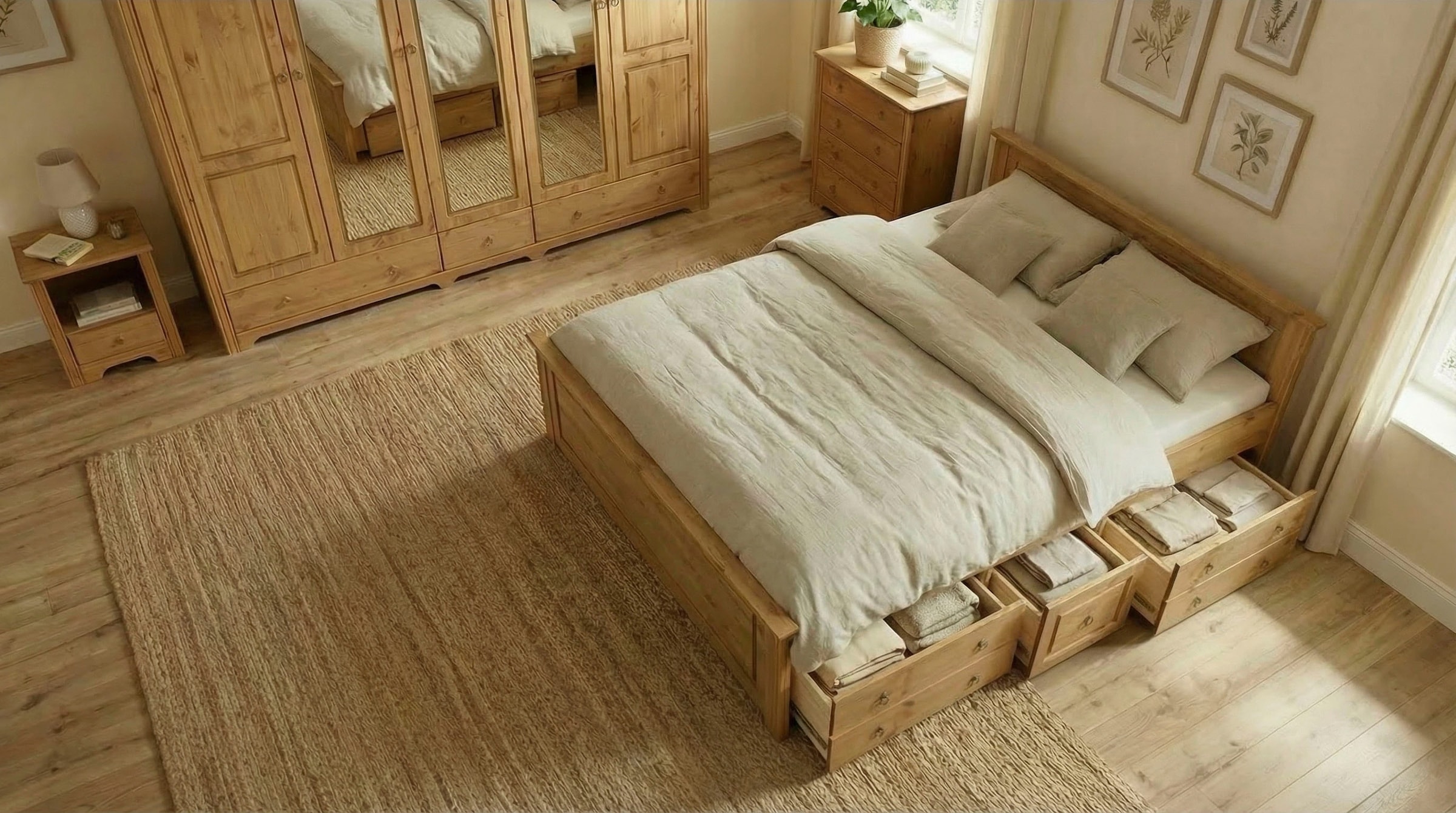 OTTO home Massivholzbett »Hugo, hohe Belastbarkeit! FSC® zertifiziertes Massivholz, Landhausstil« Breite/Belastbarkeit 180cm/200KG, 140cm/180KG,  Stauraumbett aus massiver Kiefer