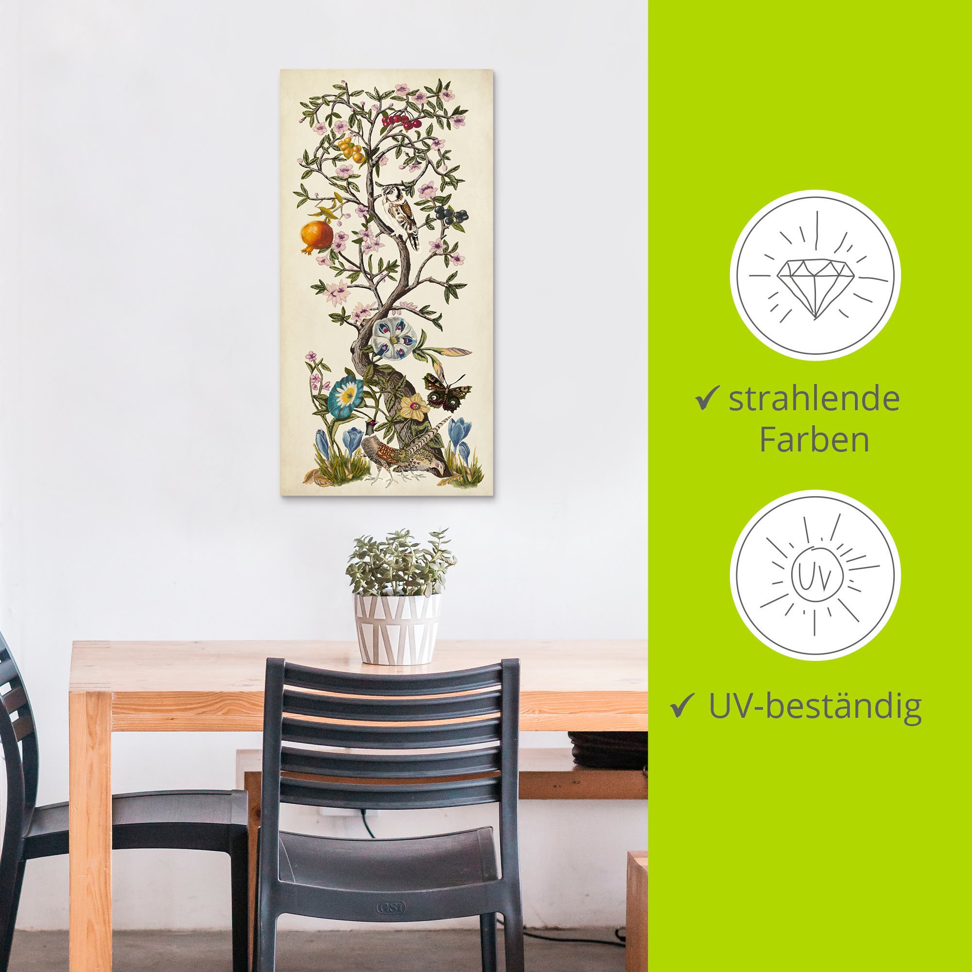 Artland Wandbild »Chinoiserie Natur I«, Pflanzen, (1 St.), als Alubild, Outdoorbild, Leinwandbild, Poster in verschied. Größen