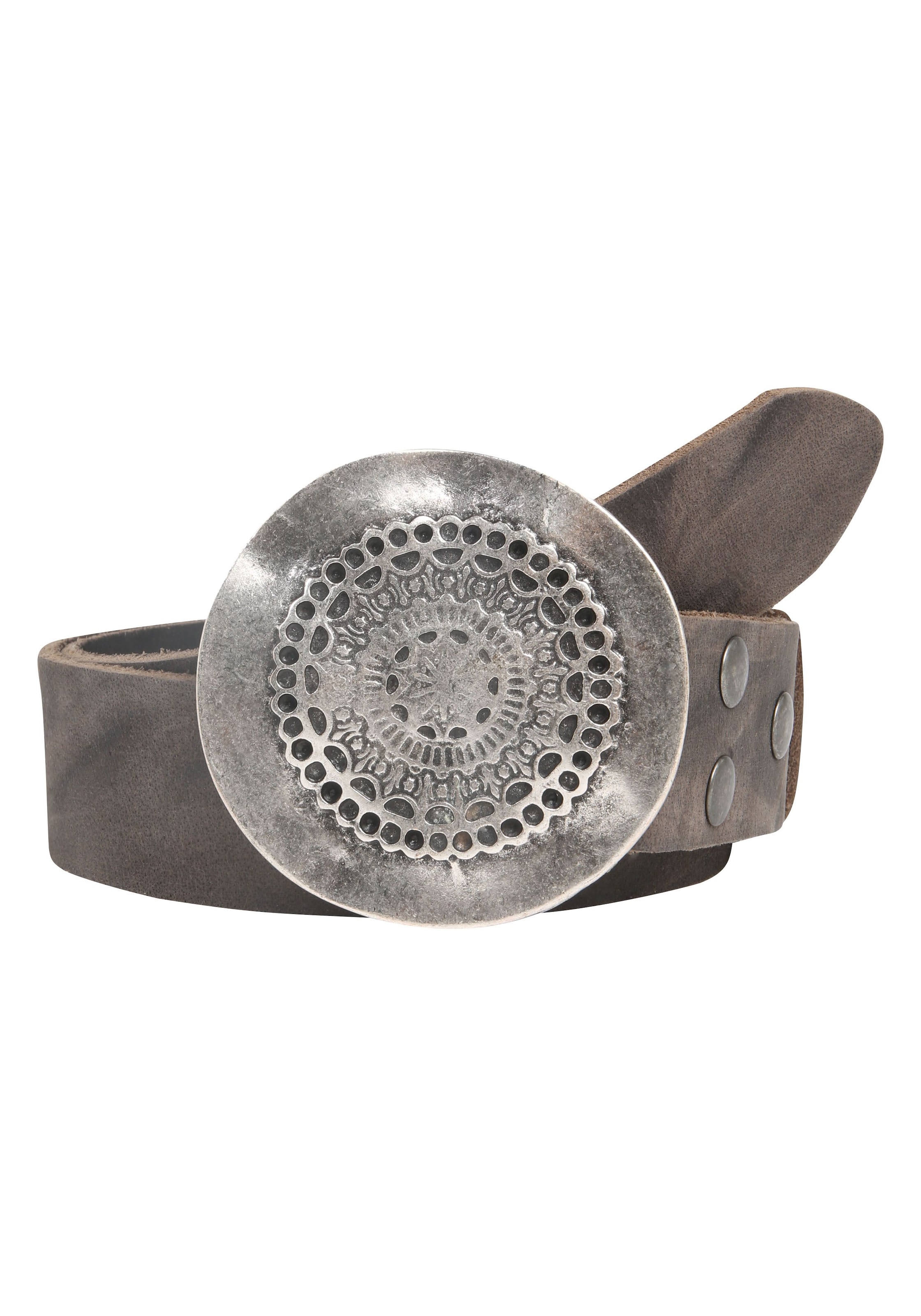 Rettungsring Gürtel Herren Ledergürtel Echtleder in grau, Größe 90