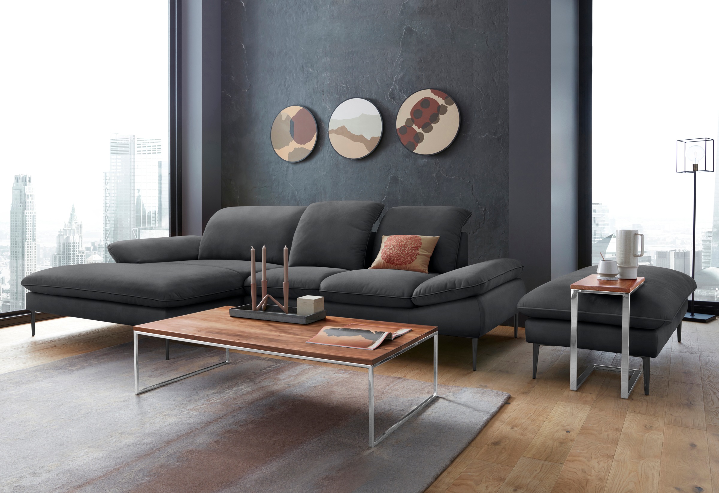 W.SCHILLIG Hocker »enjoy&MORE«, Füße schwarz pulverbeschichtet, Breite 151 cm