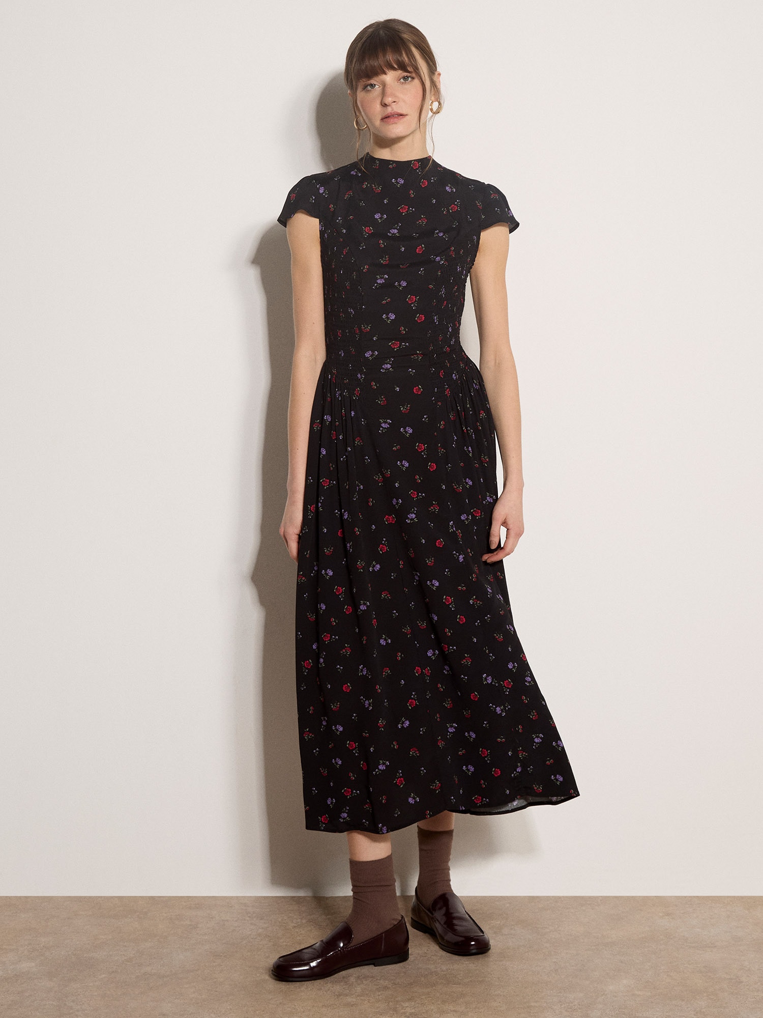 Apricot Minikleid »Geblümtes kurzes Kleid« mit Smokdetails