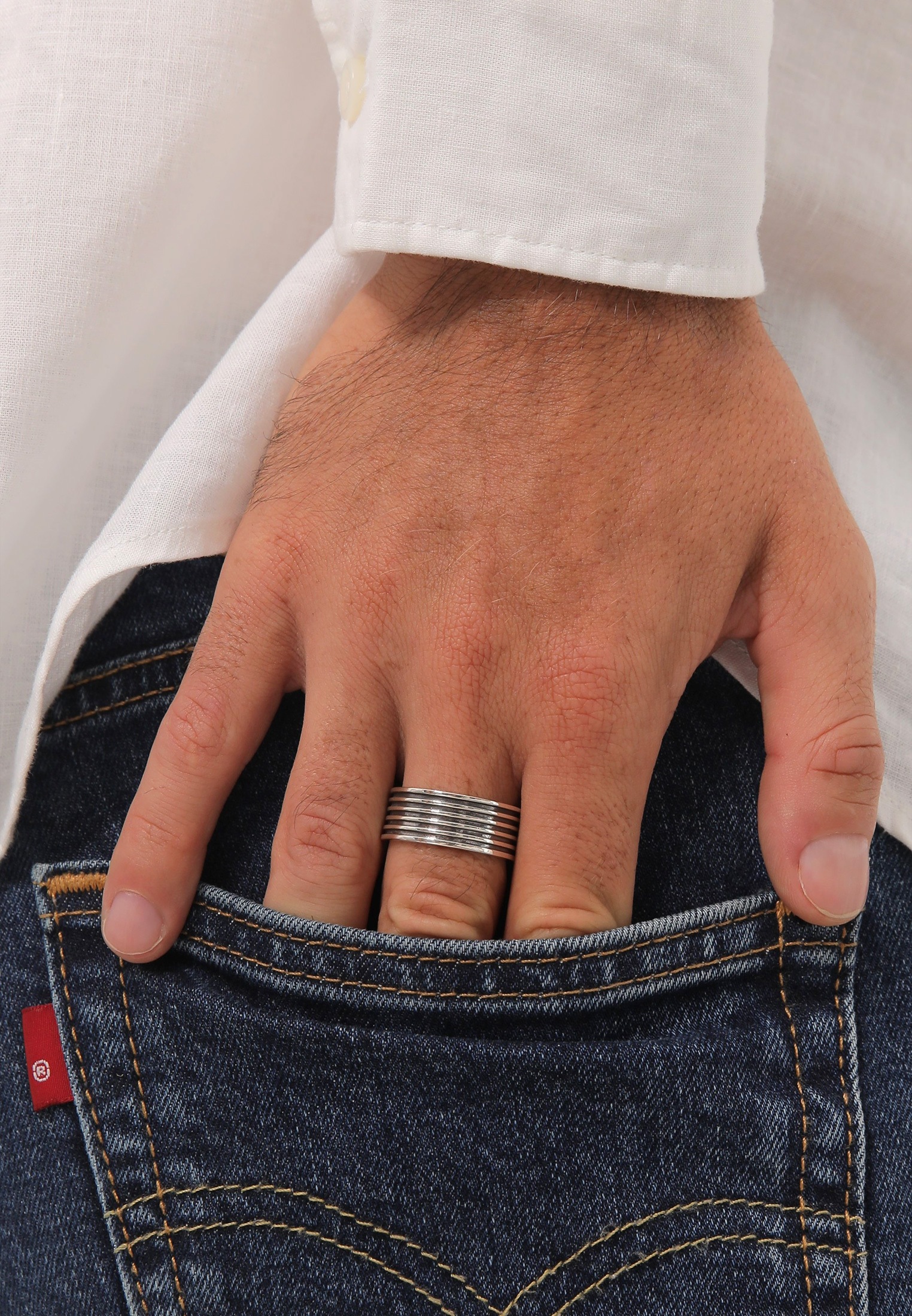 Kuzzoi Silberring »Ring Herren Bandring Massiv Rillen 925 Silber«