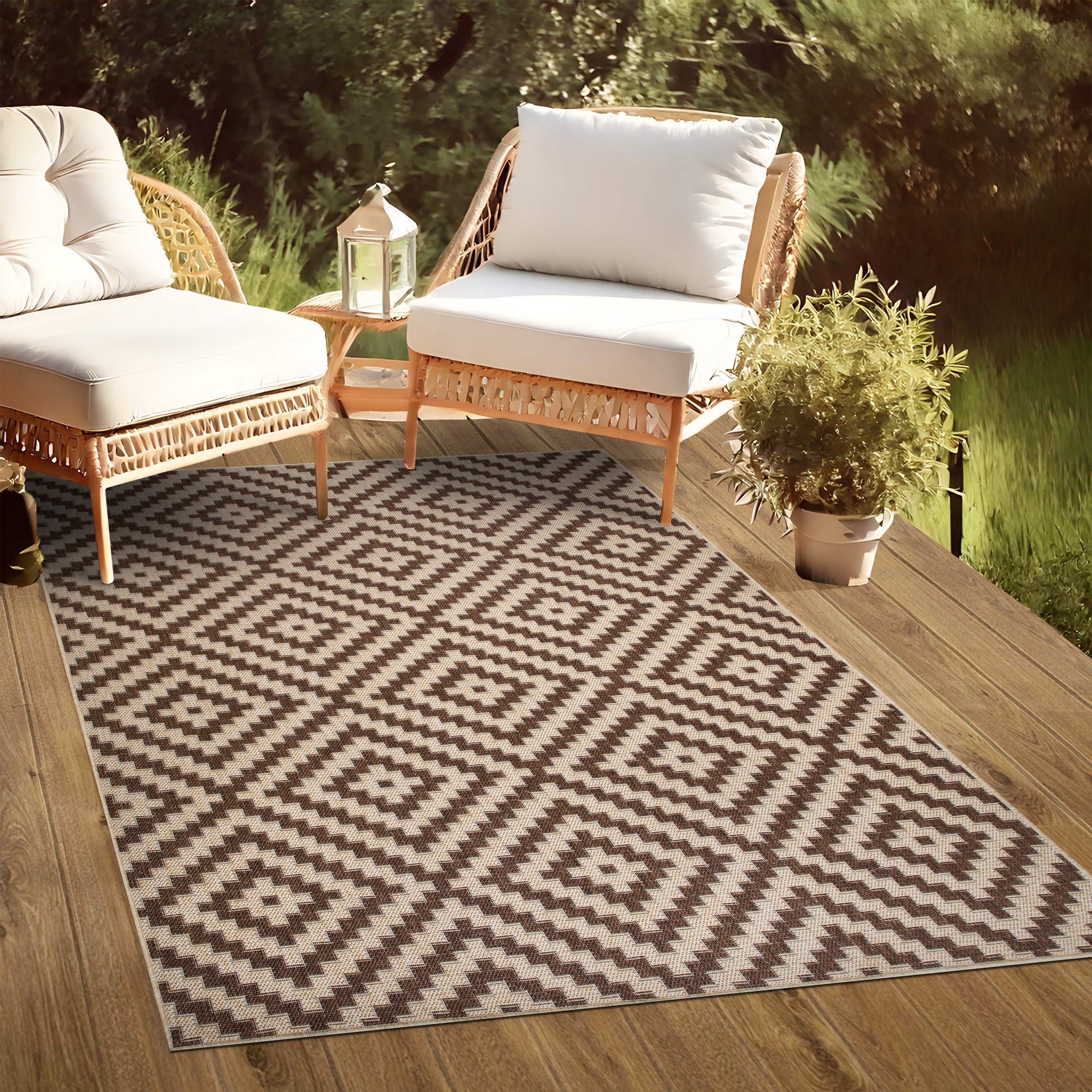 OTTO home Teppich »Cordoba auch als Läufer erhältlich« rechteckig 3 mm Höhe In- und Outdoor geeignet, Sisal-Optik, Wetterfest & UV-beständig, Boho