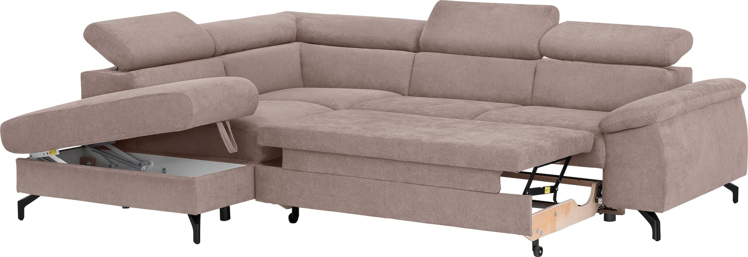 COTTA Polstergarnitur »Komaris L-Form«, (Set), Set bestehend aus: Ecksofa mit Kopfteilverstellung & Hocker