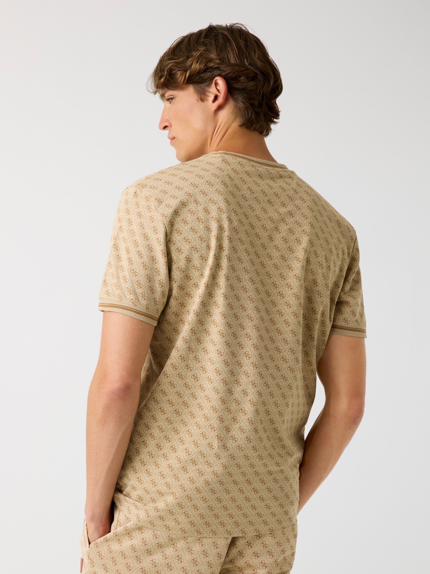 Guess T-Shirt »MARSHALL« Regular Fit, geringelte Bündchen