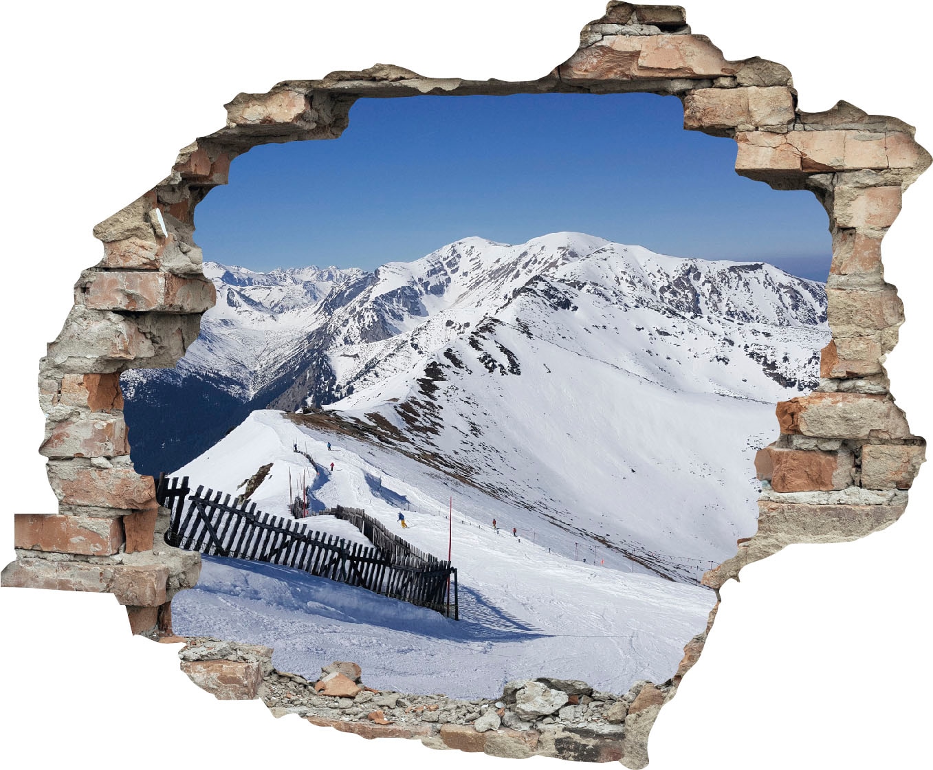 queence Wandtattoo »Berge«, (1 St.), Wandsticker, Wandbild, selbstklebend, 3D, Wanddurchbruch
