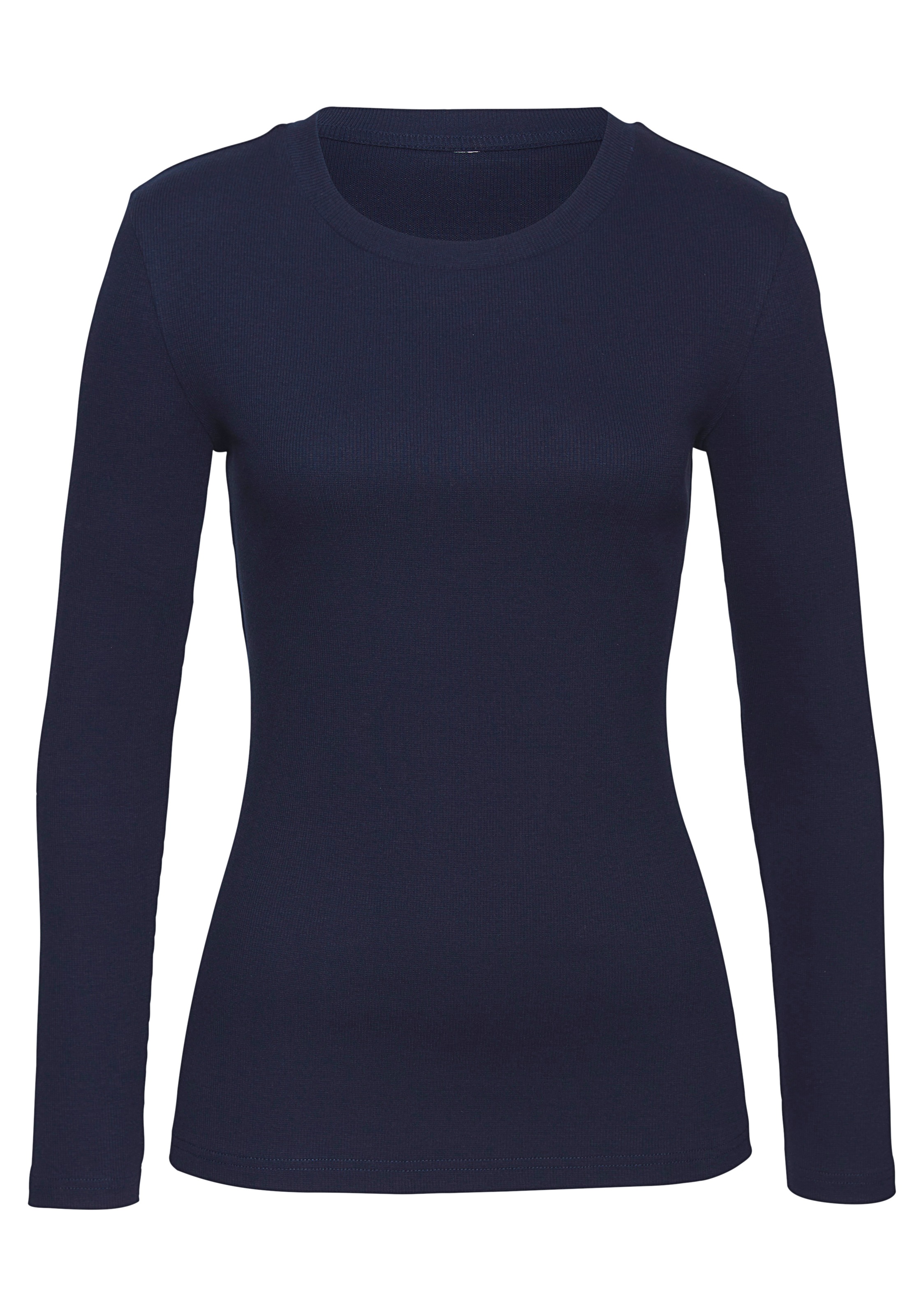 Vivance Langarmshirt »aus modischer Rippware«, (2er-Pack), aus weichem Baumwoll-Stretch
