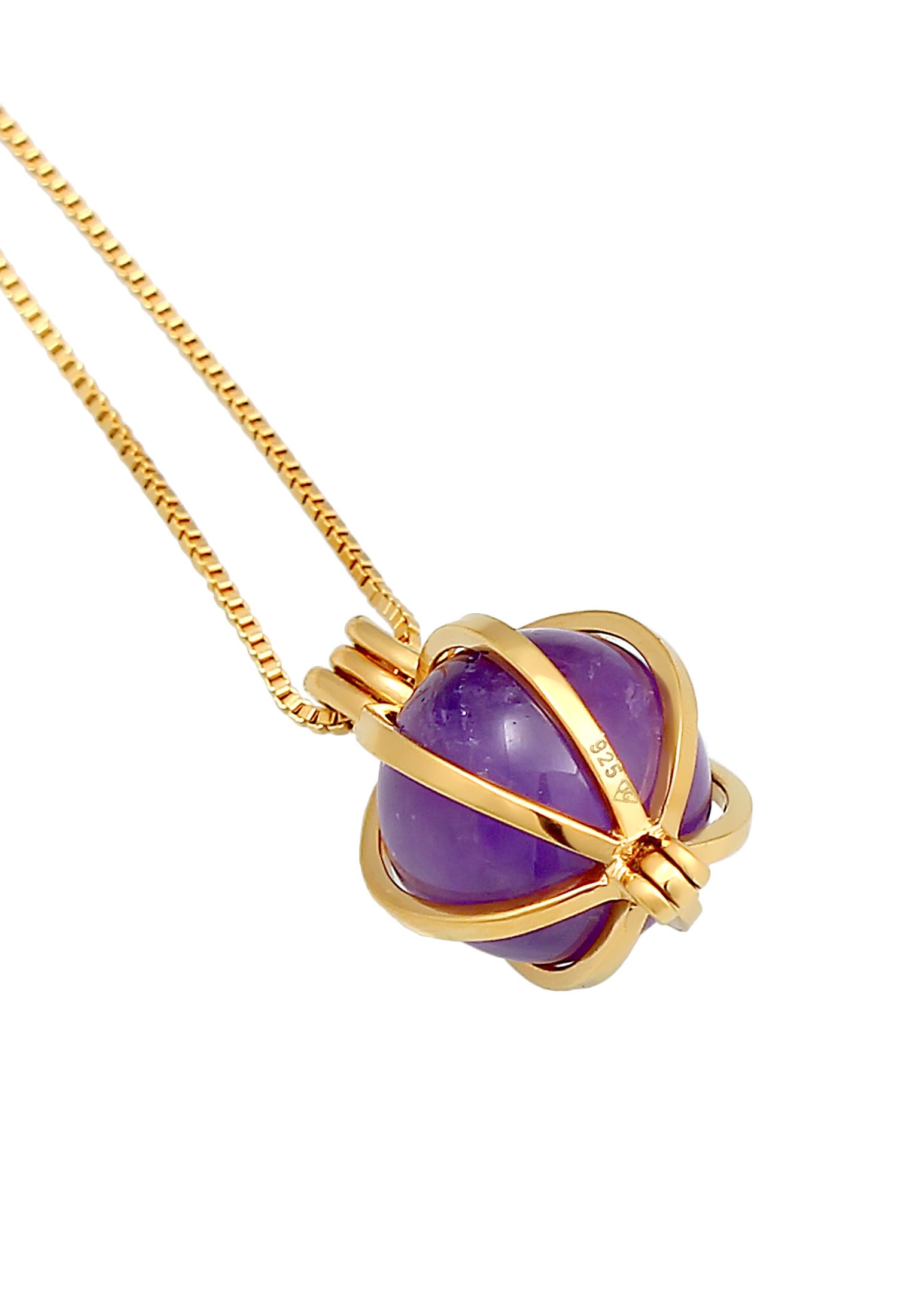 Elli Premium Silberkette »Halskette Amethyst Kugel Energie Anhänger 925 Silber«