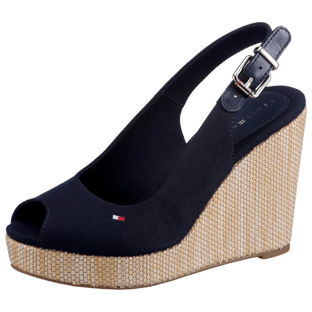 Tommy Hilfiger Keilsandalette »ICONIC ELENA SLING BACK WEDGE«, mit verstellbarer Schnalle