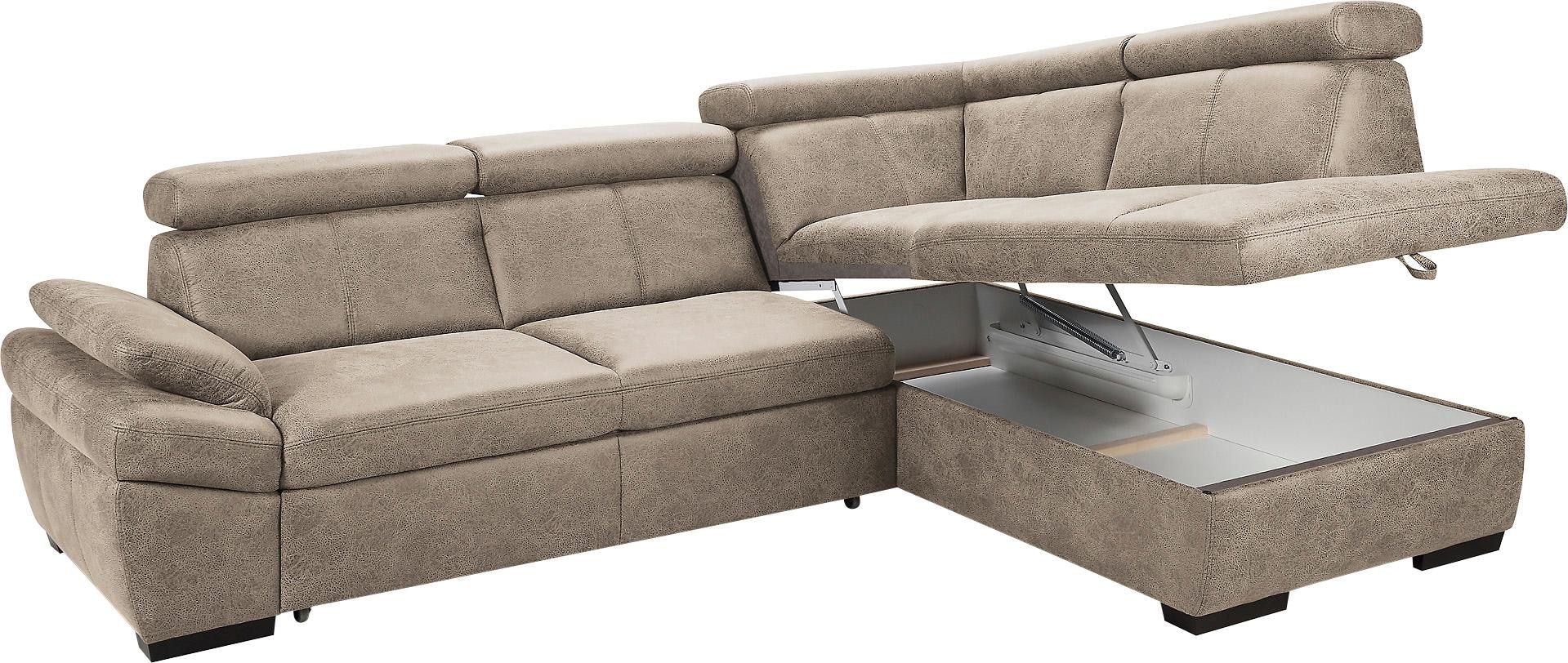 exxpo - sofa fashion Ecksofa »Salerno, klassisch modernes Funktionssofa, hoher Sitzkomfort, L-Form«, inkl. Kopf- und Armteilverstellung, wahlweise mit Bettfunktion