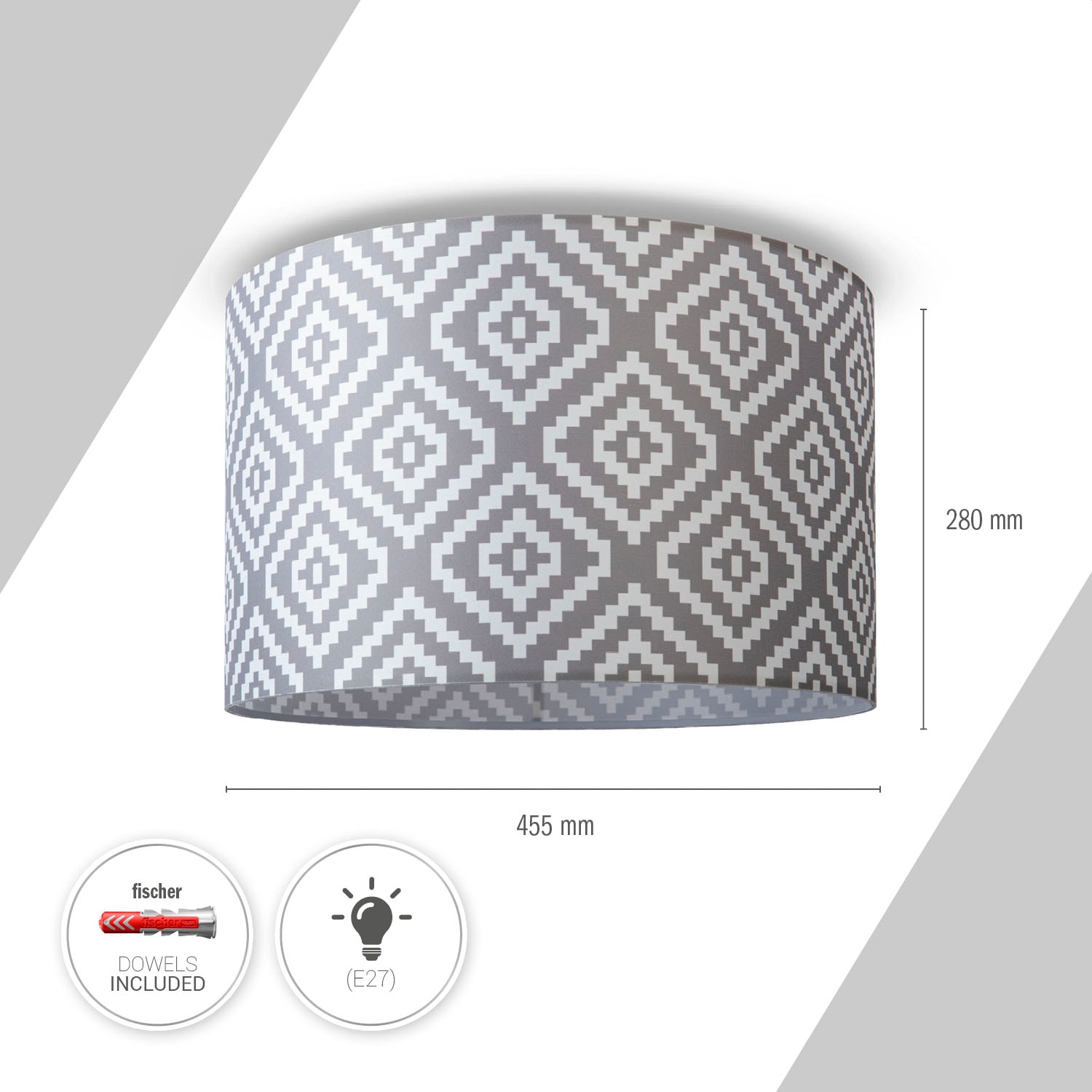 Paco Home Deckenleuchte »Hugo Stella«, Leuchtmittel E27 | ohne Leuchtmittel, Stoff Lampenschirm Vintage Wohnzimmerlampe Rund Retro Design Textil