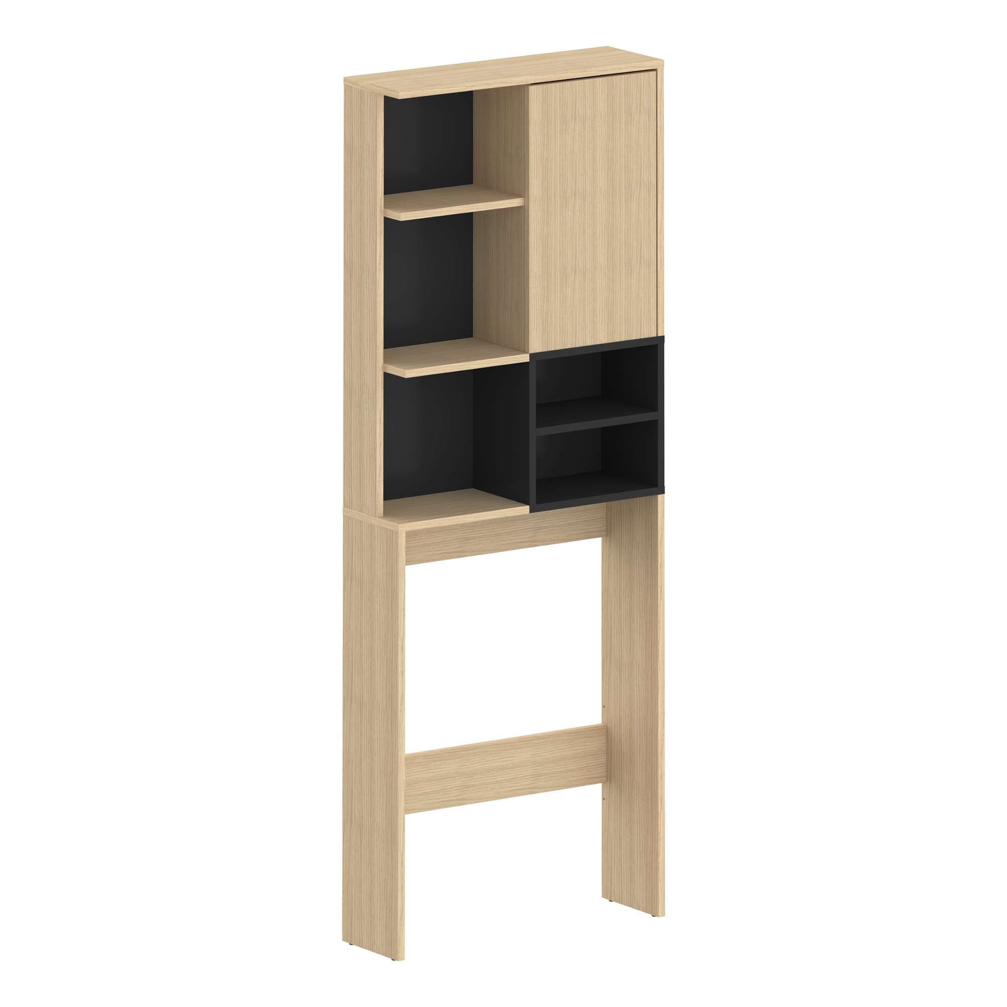TemaHome Waschmaschinenumbauschrank »Kube Überbauregal, Badmöbel, Badschrank, Höhe 179 cm«, mit einer Tür und und offene Fächer